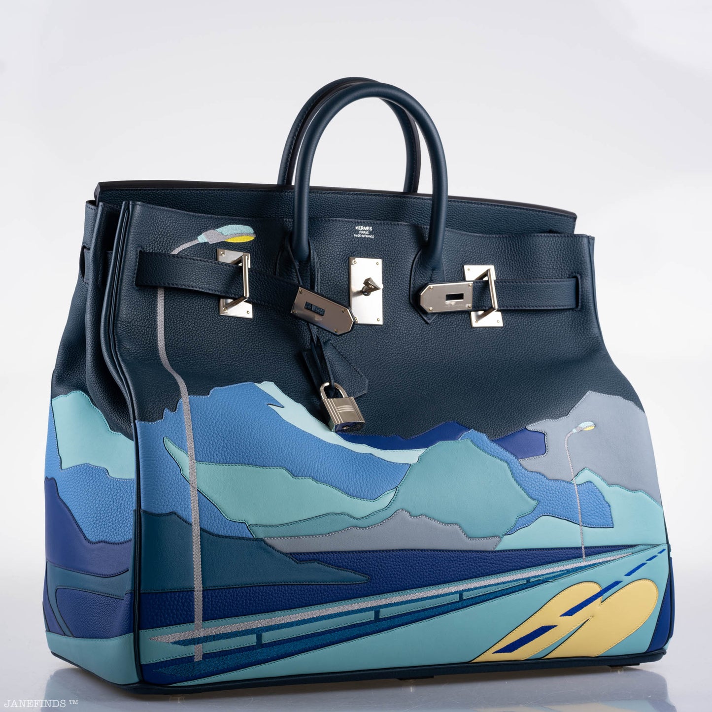 Hermes HAC Birkin 50 "Endless Road" Limited, Bleu de Prusse Togo Palladium Hardware