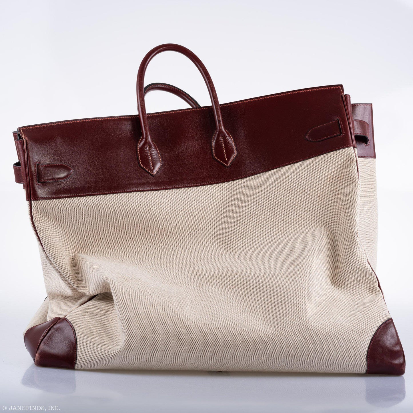 Hermes HAC Birkin 55 Toile & Rouge H Box with Gold Hardware