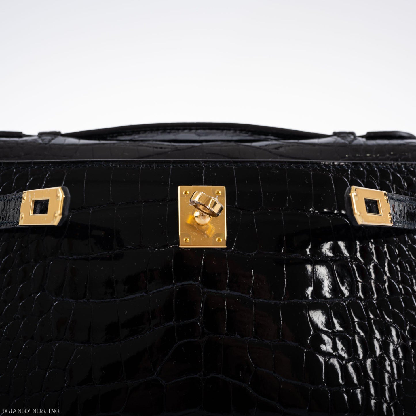 Hermes JPG Kelly Pochette Black Alligator with Gold Hardware