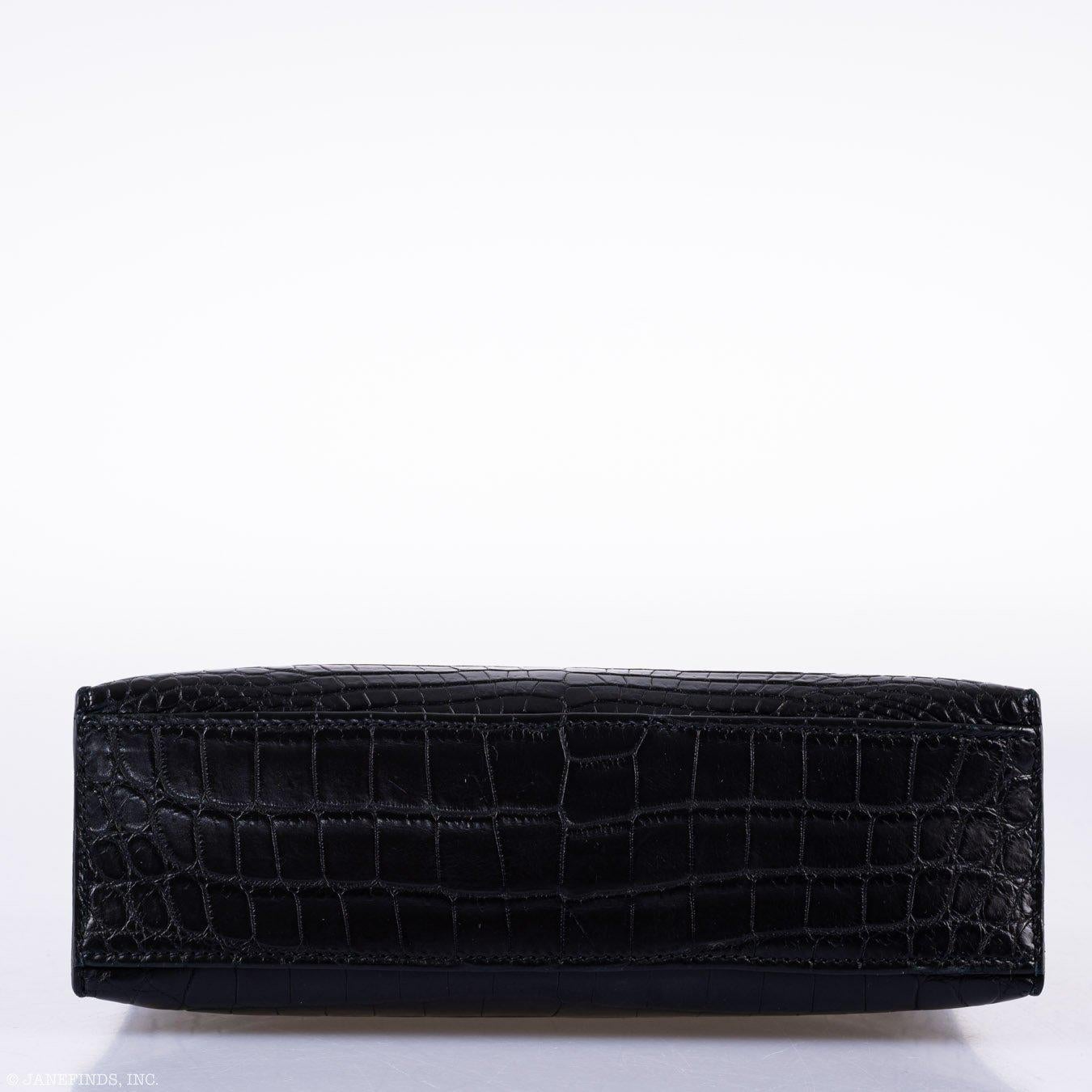 Hermes JPG Kelly Pochette Black Matte Niloticus Crocodile Palladium Hardware