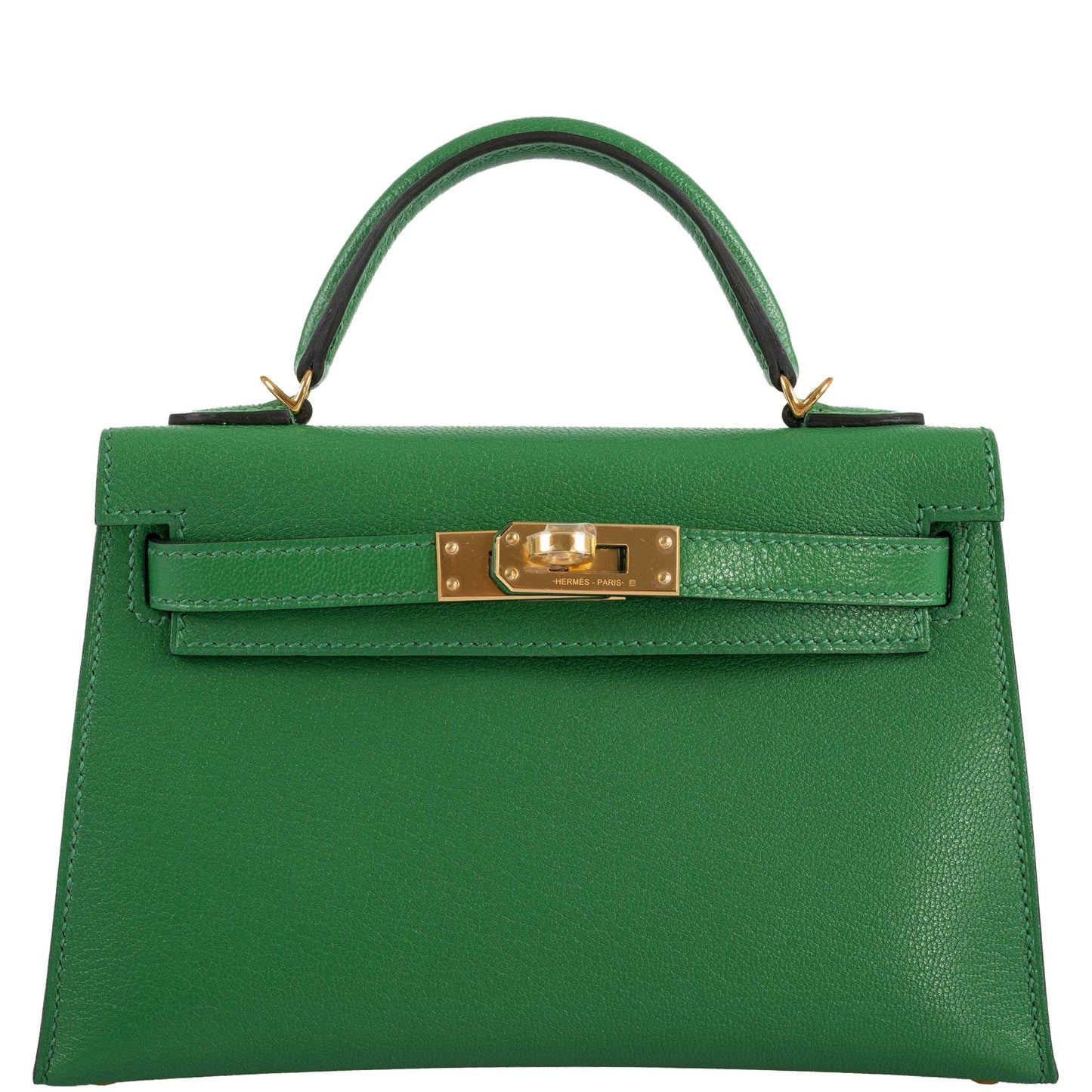 Hermes Kelly 20 Mini II Sellier Bambou Chevre with Gold Hardware