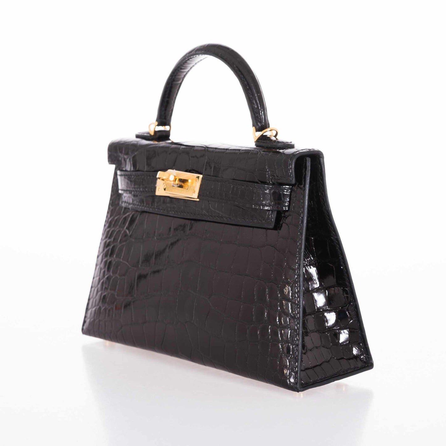 Hermes Kelly 20 Mini II Sellier Black Alligator with Gold Hardware