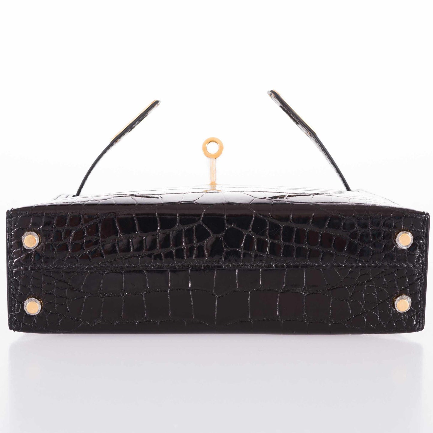 Hermes Kelly 20 Mini II Sellier Black Alligator with Gold Hardware