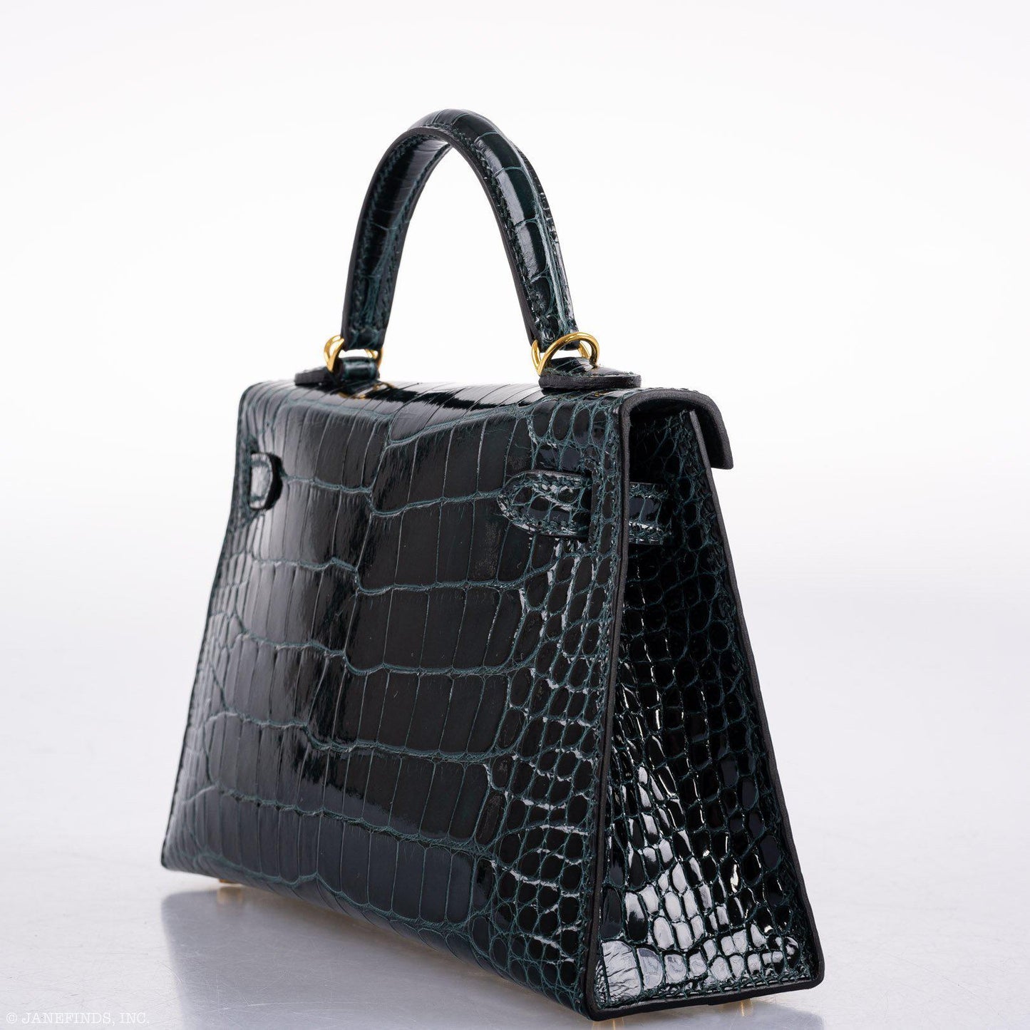 Hermes Kelly 20 Mini II Sellier Vert Cypress Alligator Gold Hardware