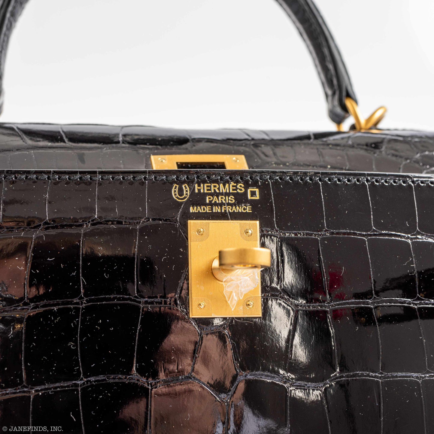 Hermes Kelly 25 HSS Sellier Black Shiny Alligator Brushed Gold Hardware