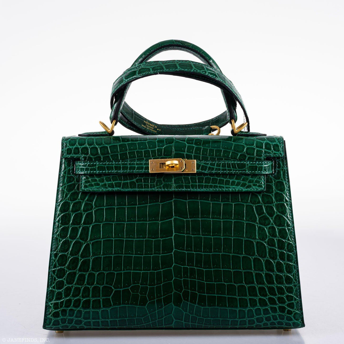 Hermes Kelly 25 HSS Sellier Emerald Nilo Crocodile & Cassis Brushed Gold Hardware