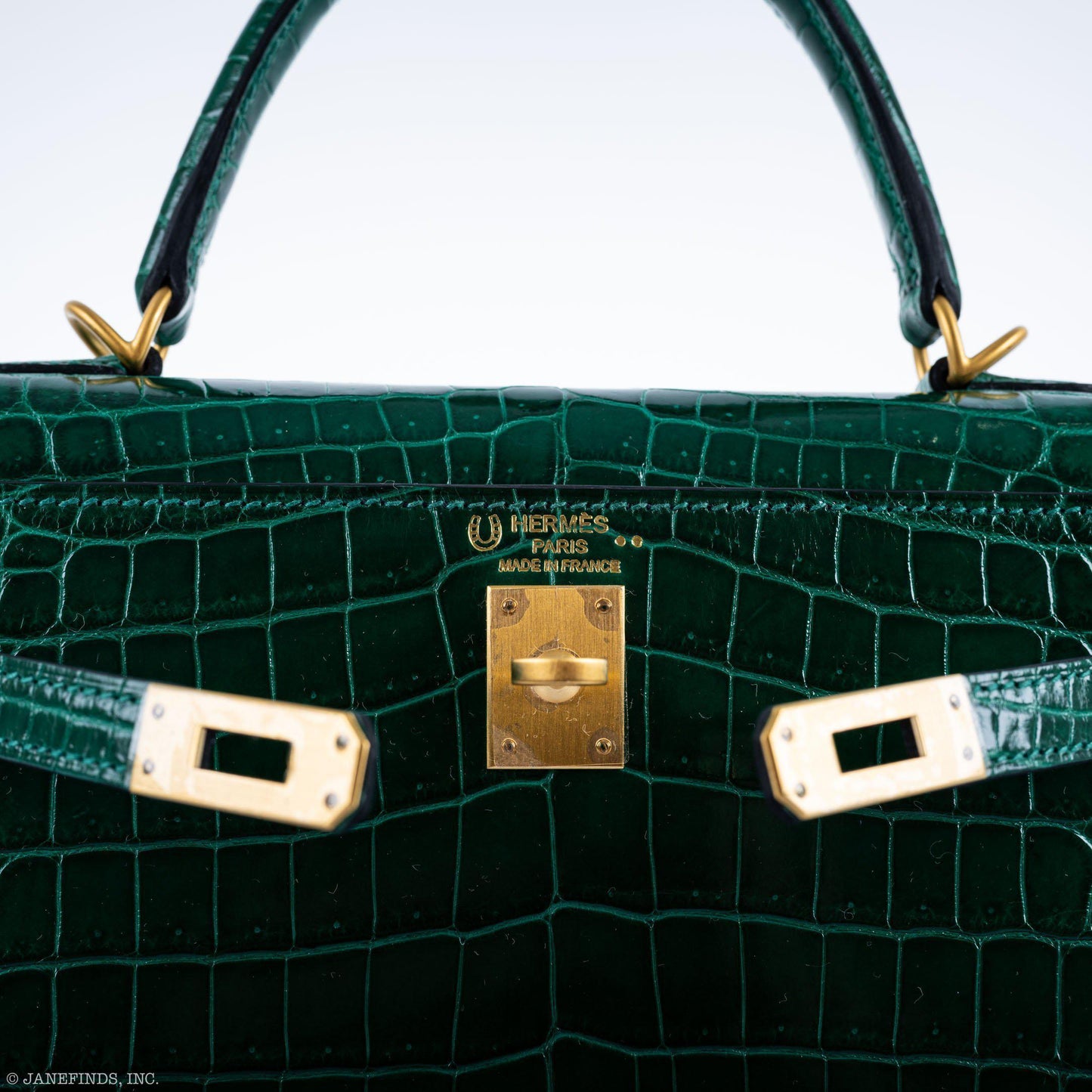 Hermes Kelly 25 HSS Sellier Emerald Nilo Crocodile & Cassis Brushed Gold Hardware