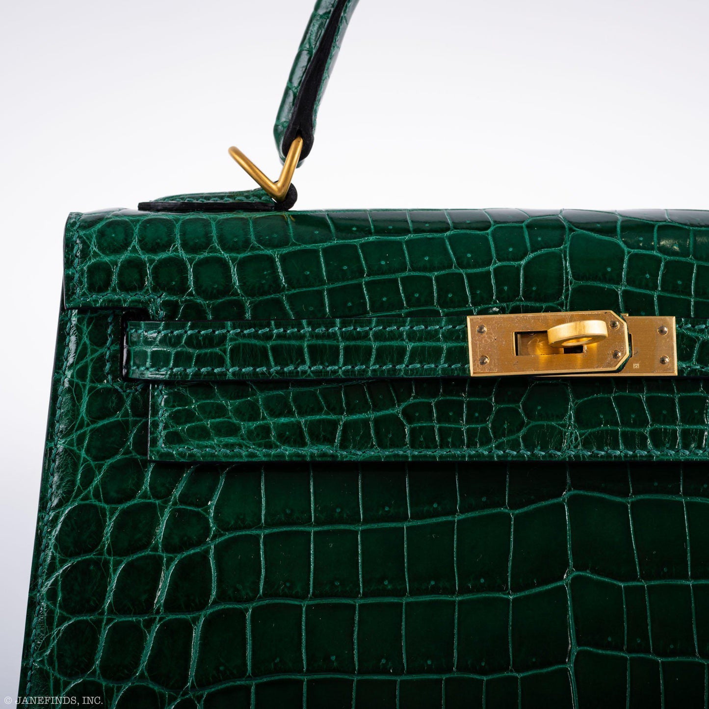 Hermes Kelly 25 HSS Sellier Emerald Nilo Crocodile & Cassis Brushed Gold Hardware