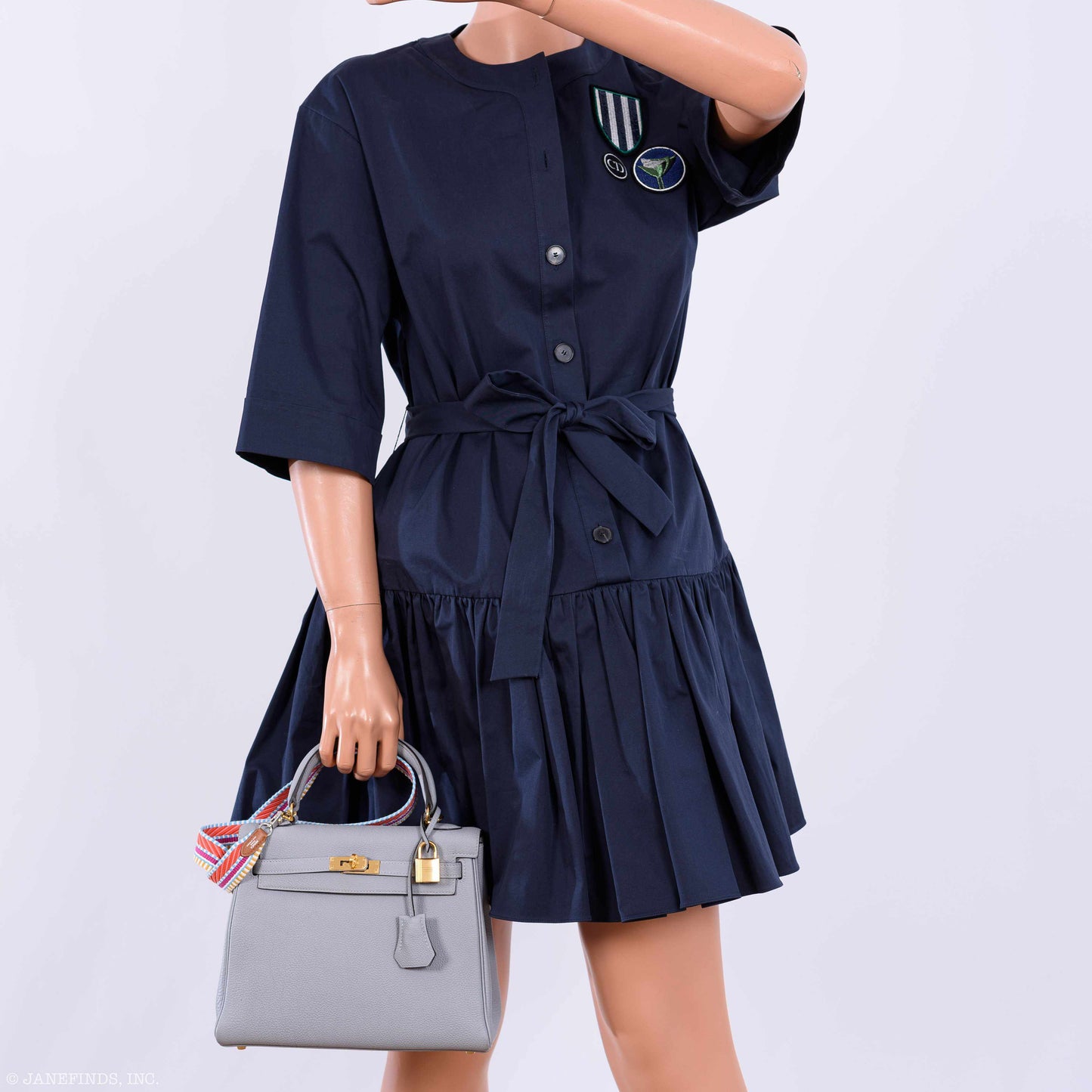 Hermes Kelly 25 Retourne Blue Glacier Togo Gold Hardware