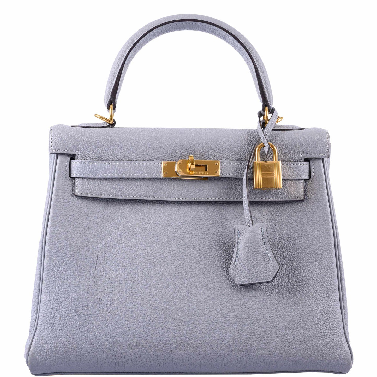 Hermes Kelly 25 Retourne Blue Glacier Togo Gold Hardware