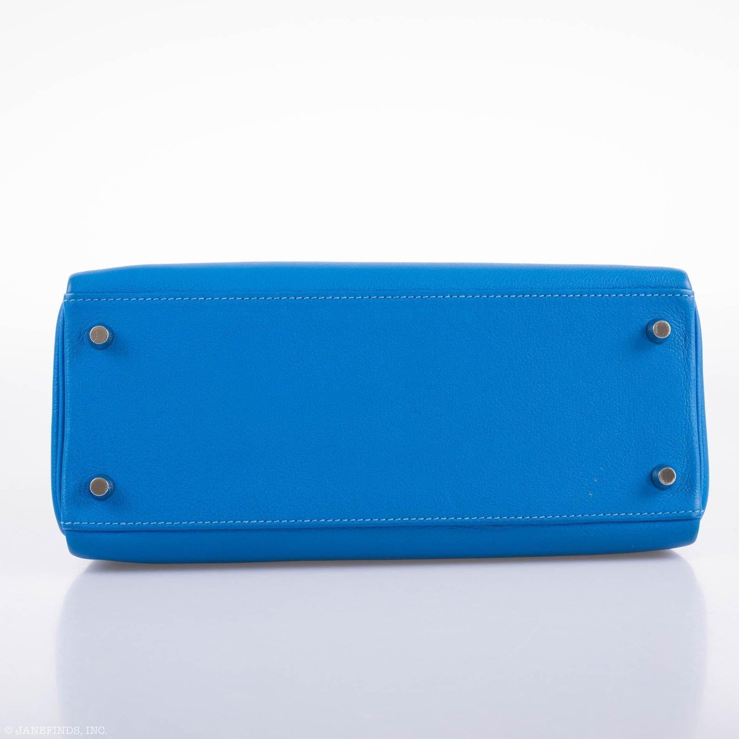 Hermes Kelly 28 Retourne Blue Hydra Evercolor leather Palladium Hardware
