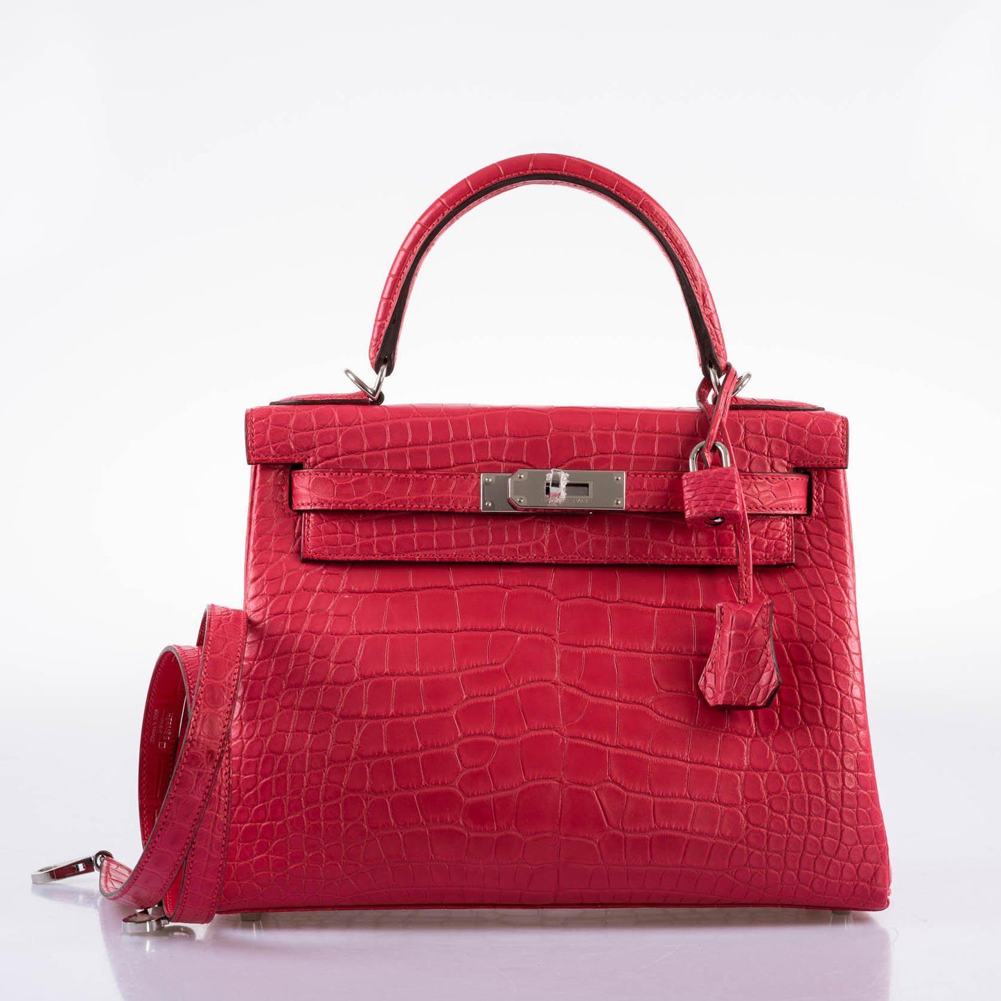 Hermes Kelly 28 Retourne Rose Extreme Matte Alligator with Palladium Hardware