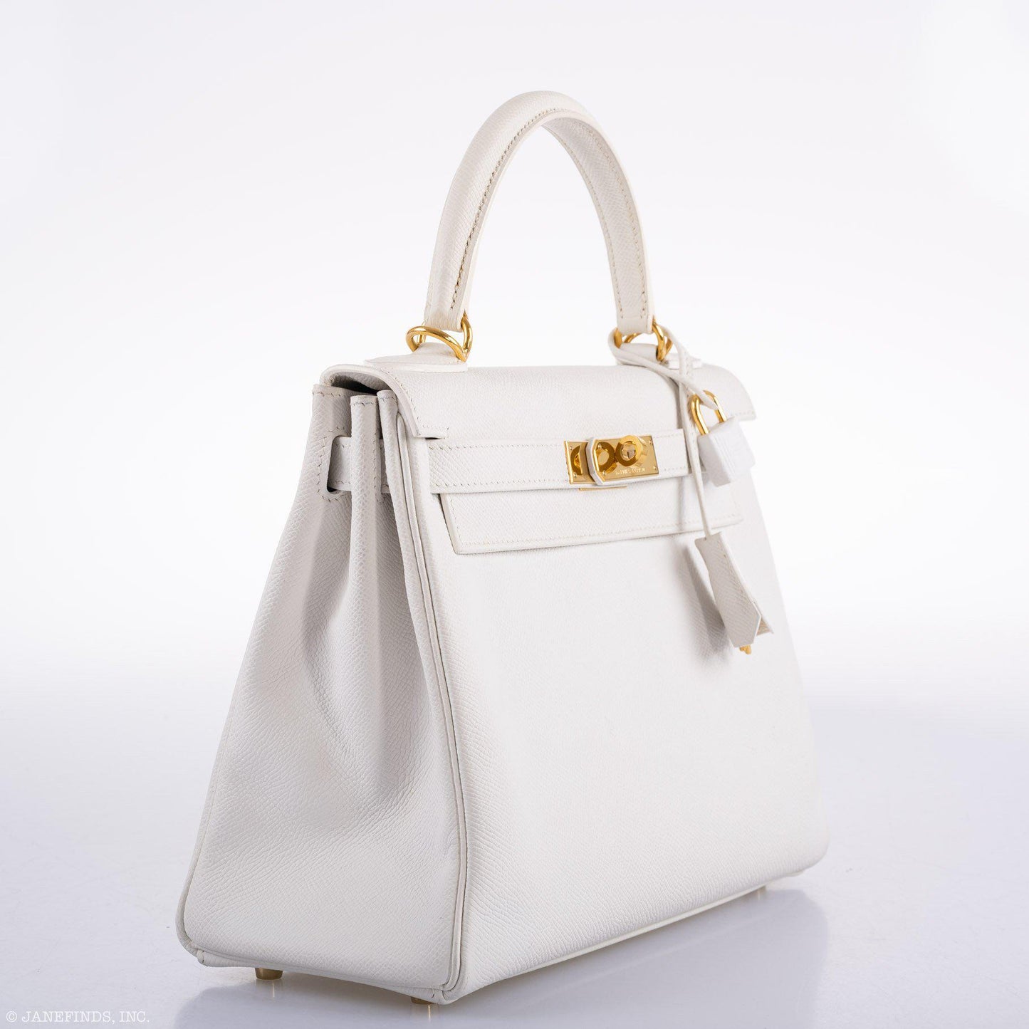 Hermes Kelly 28 Retourne White Epsom with Gold Hardware