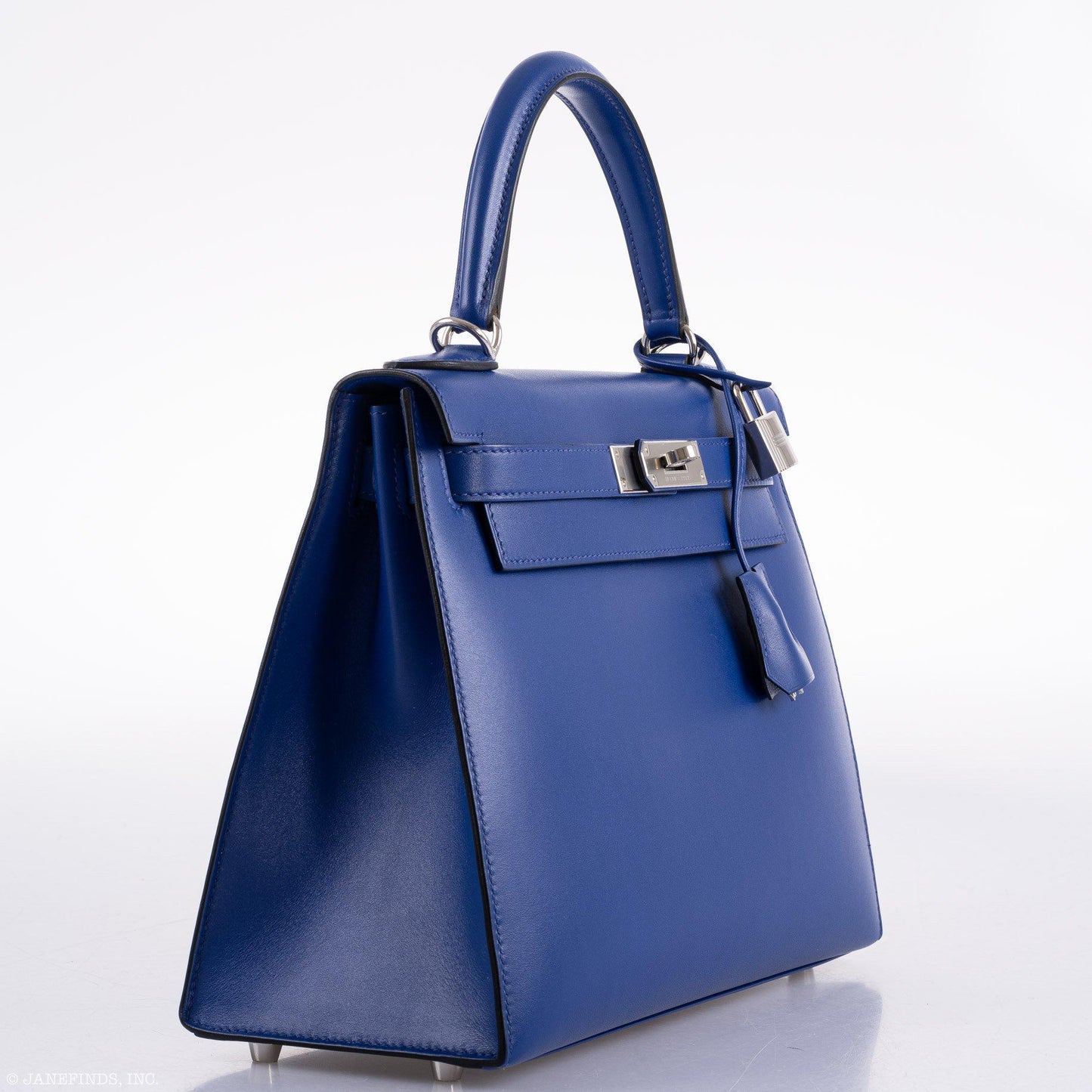 Hermes Kelly 28 Sellier Blue Electric Tadelakt leather Palladium Hardware