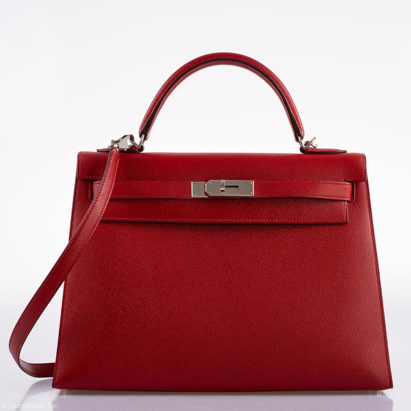 Hermes Kelly 32 Rouge Casaque Epsom leather Palladium Hardware