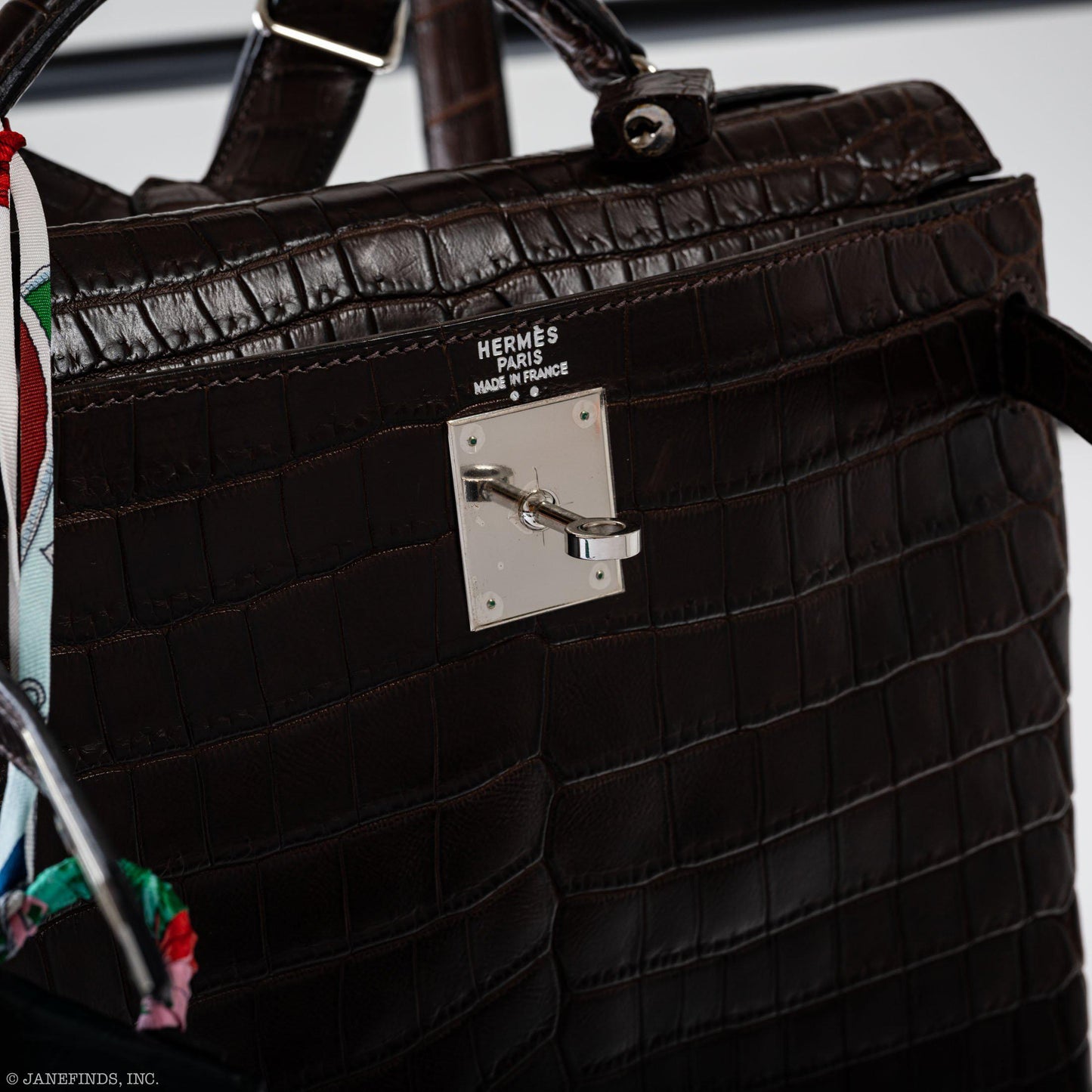 Hermes Kelly Ado 27 Matte Havane Nilo Crocodile with Palladium Hardware