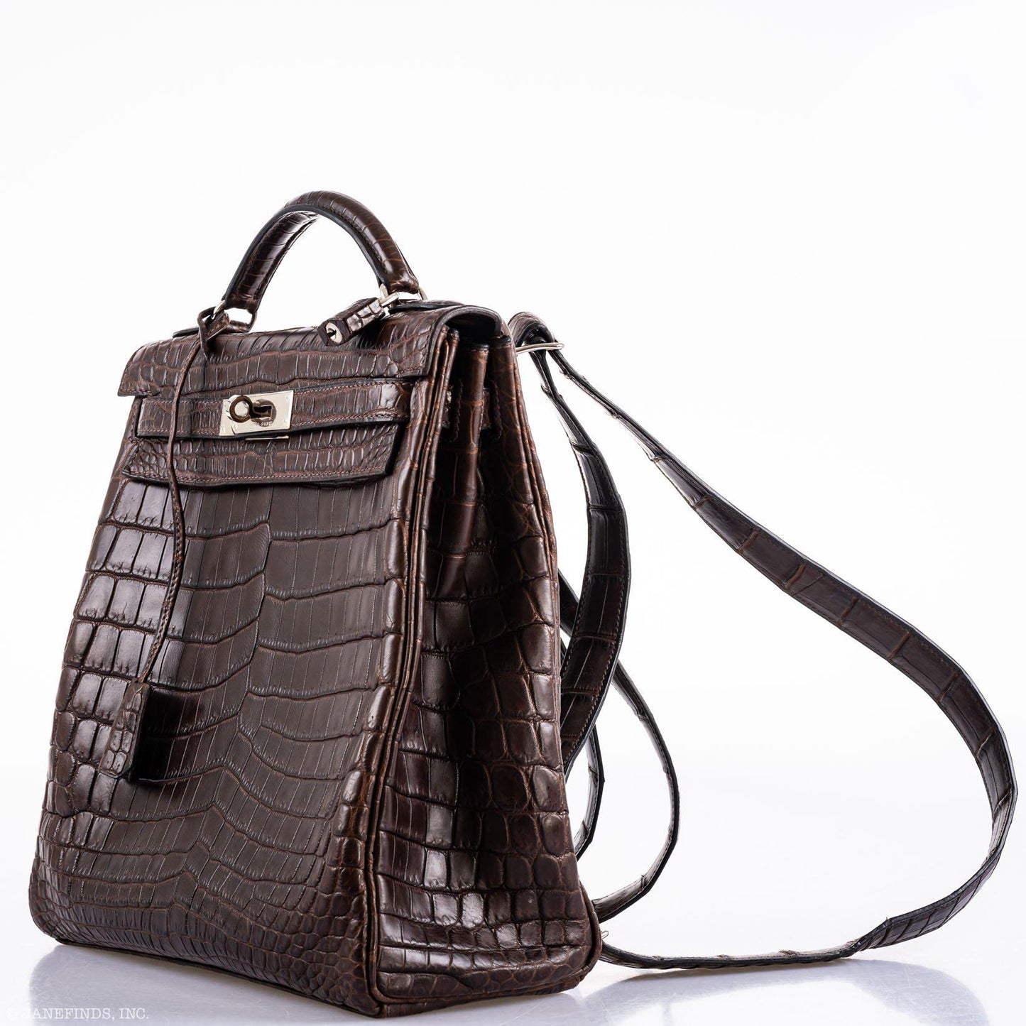 Hermes Kelly Ado 27 Matte Havane Nilo Crocodile with Palladium Hardware
