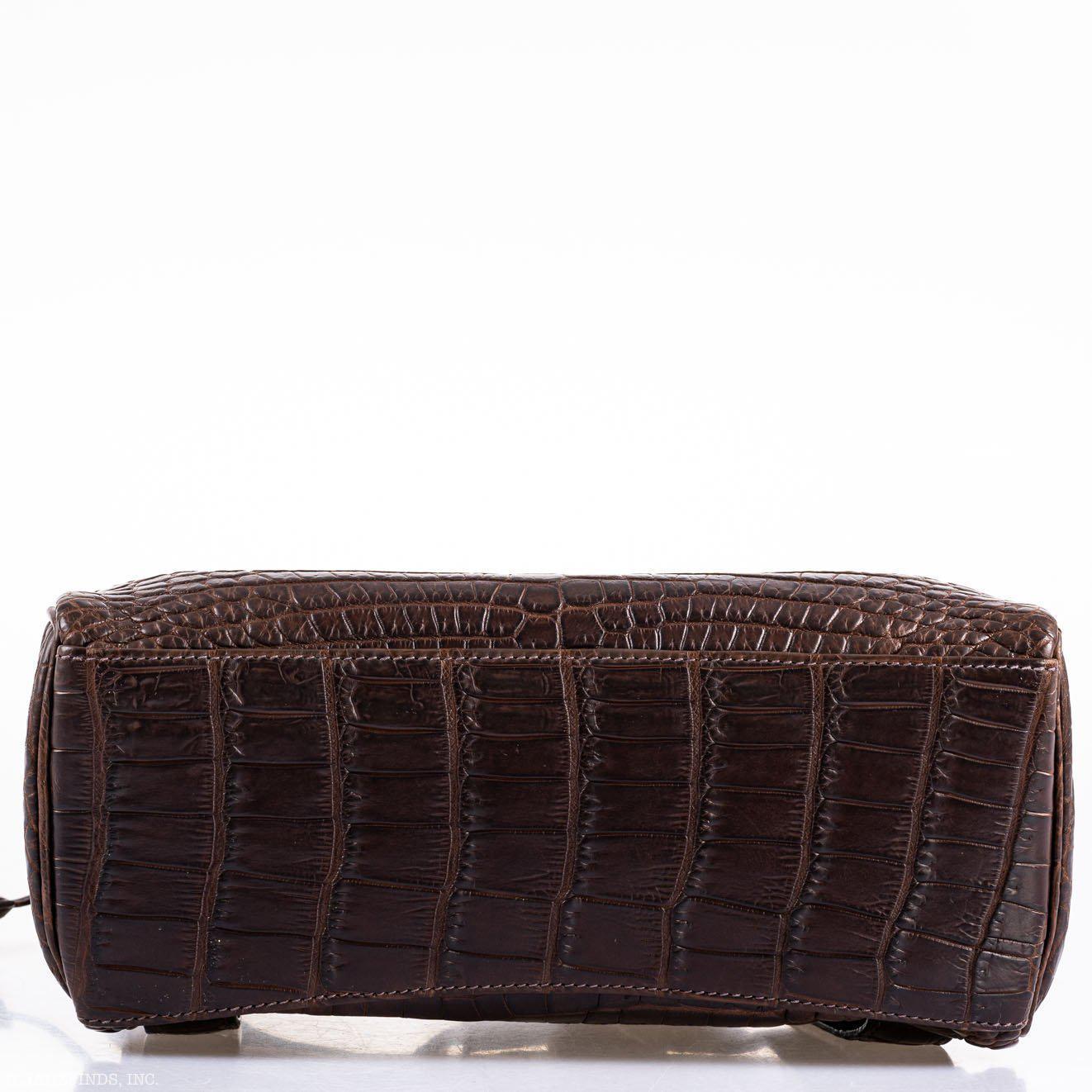 Hermes Kelly Ado 27 Matte Havane Nilo Crocodile with Palladium Hardware