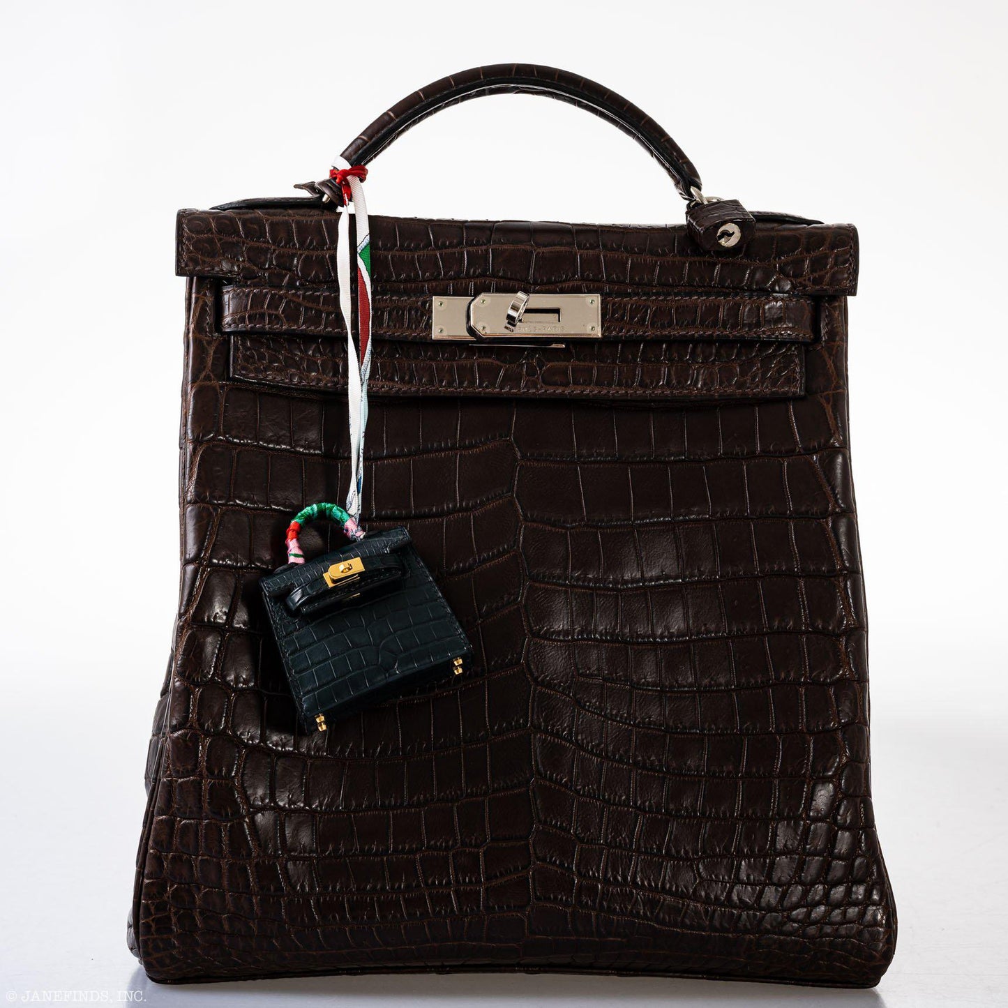 Hermes Kelly Ado 27 Matte Havane Nilo Crocodile with Palladium Hardware