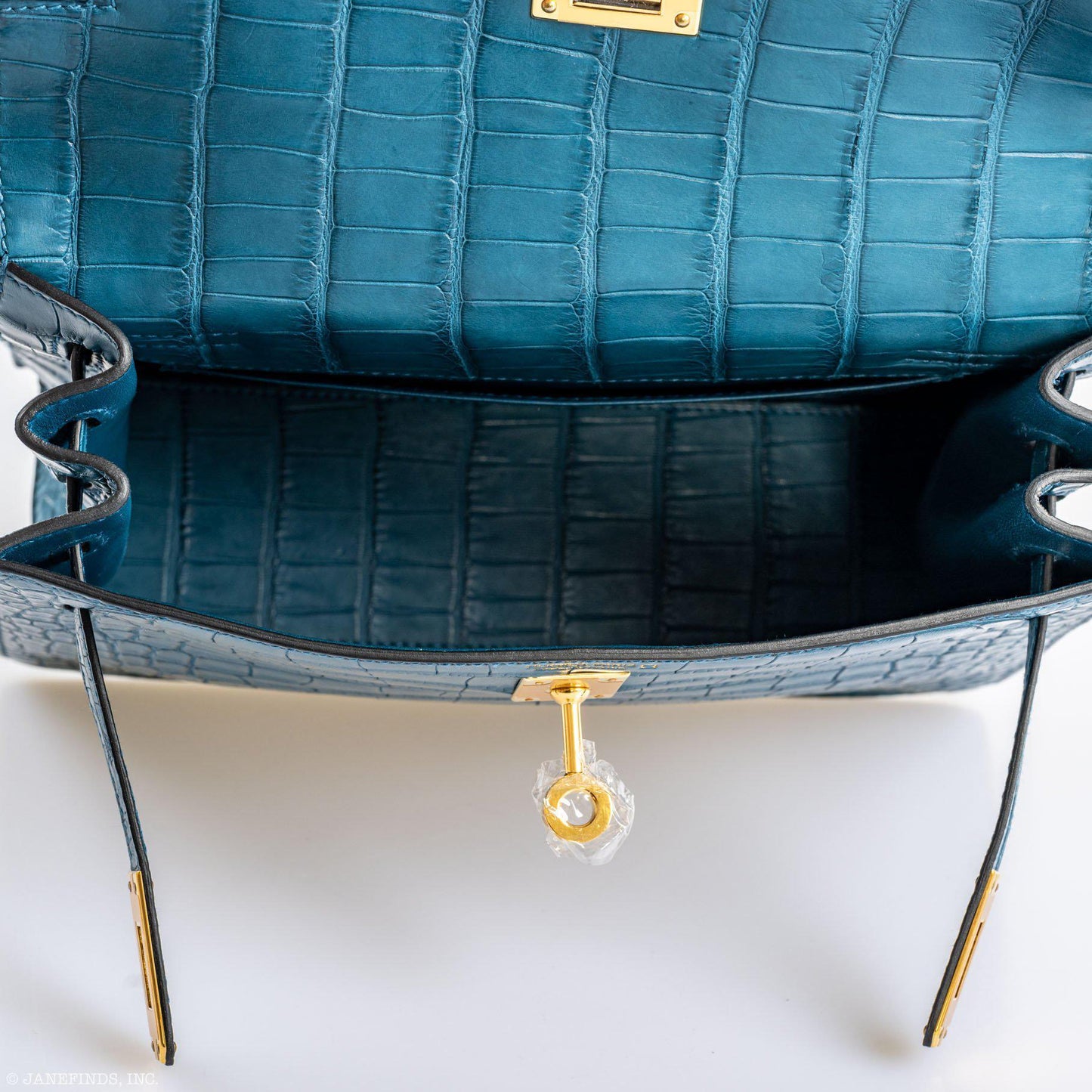 Hermes Kelly Danse Blue Colvert Matte Alligator with Gold Hardware