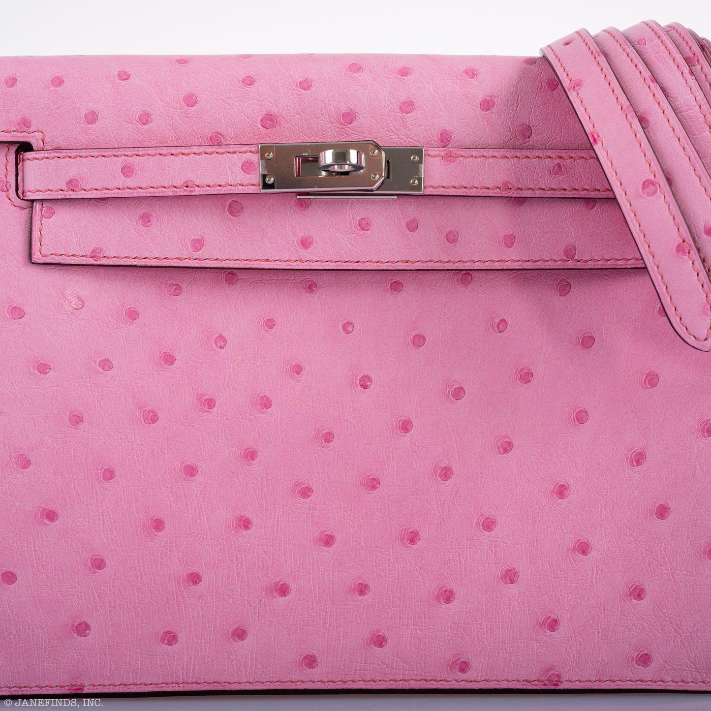 Hermes Kelly Danse II Bubblegum Pink 5P Ostrich Palladium Hardware