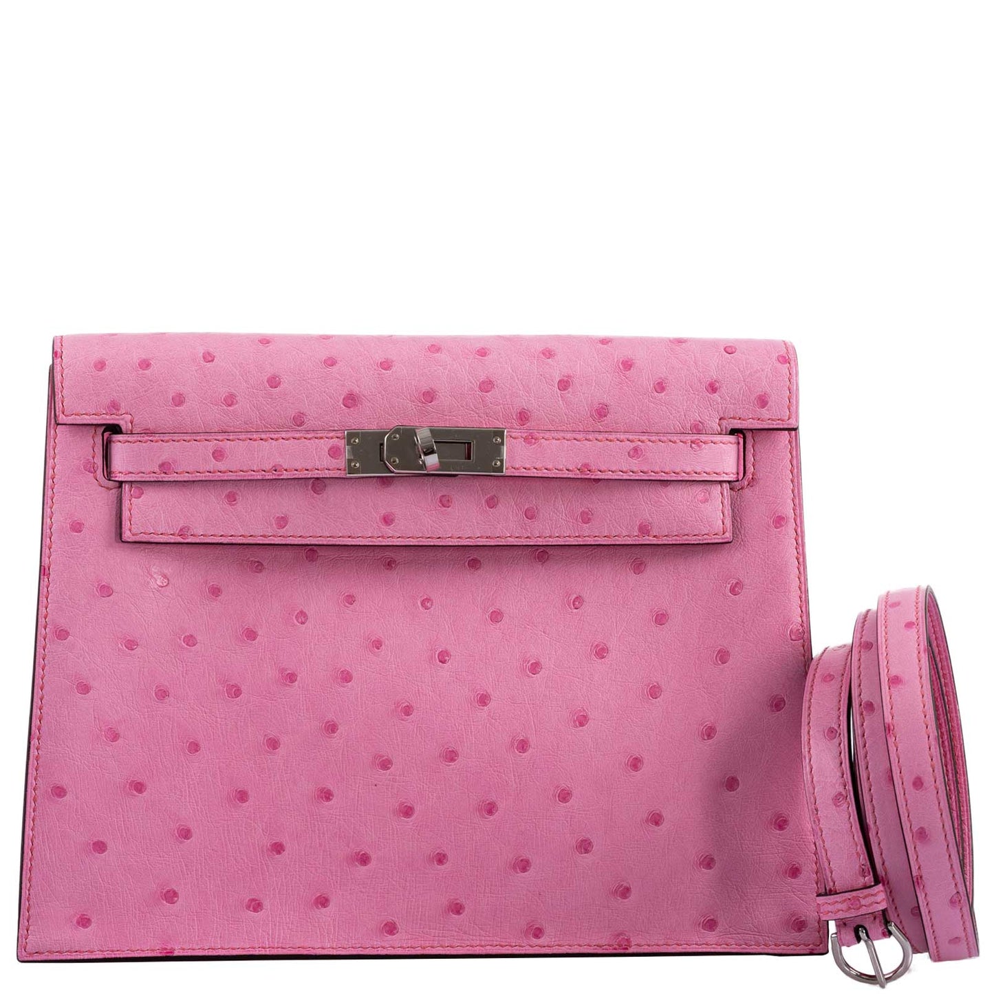 Hermes Kelly Danse II Bubblegum Pink 5P Ostrich Palladium Hardware