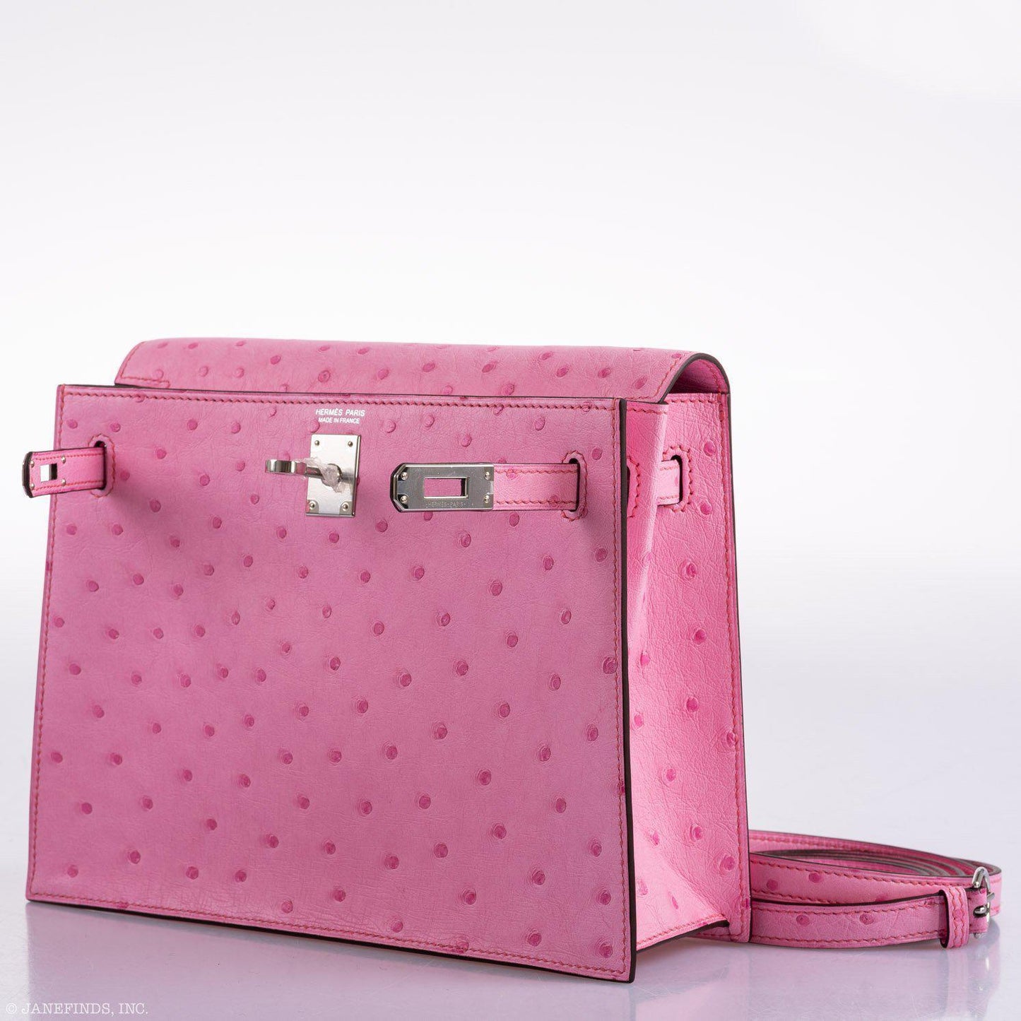 Hermes Kelly Danse II Bubblegum Pink 5P Ostrich Palladium Hardware