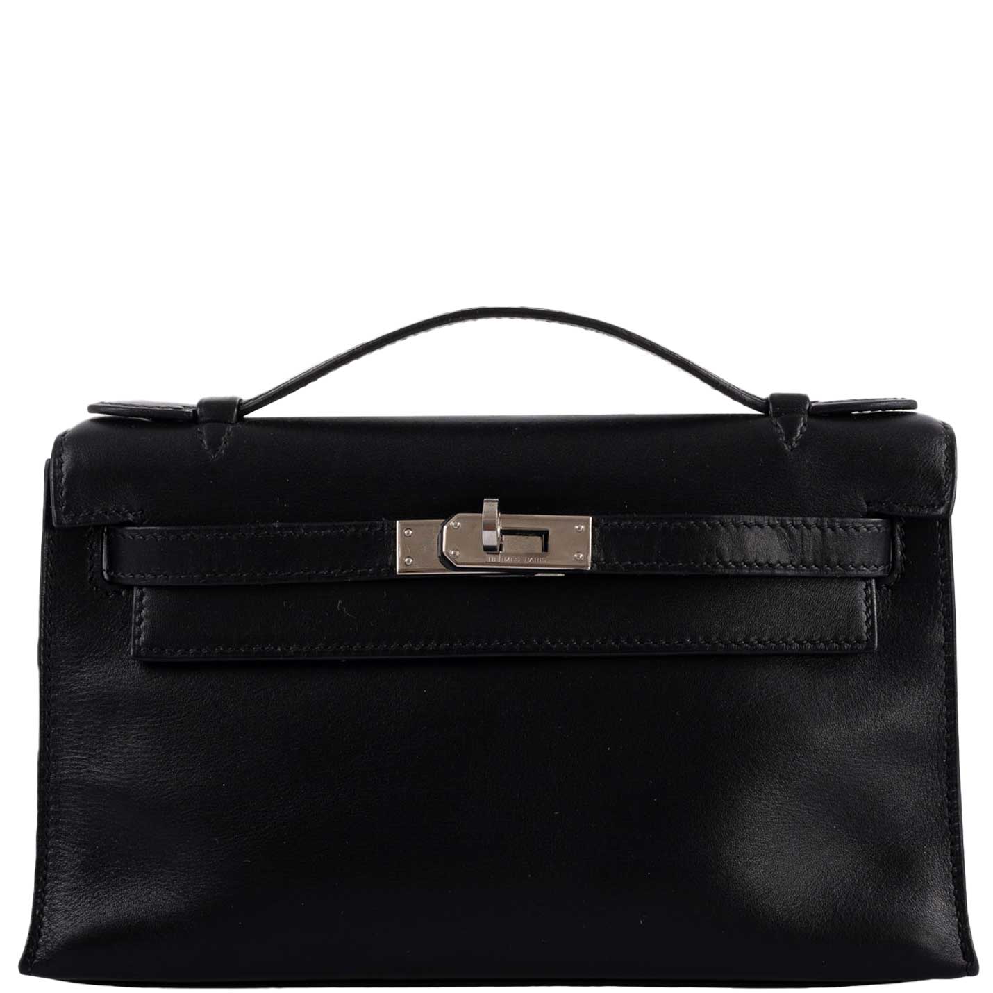Hermes Kelly Mini Pochette Black Swift with Palladium Hardware