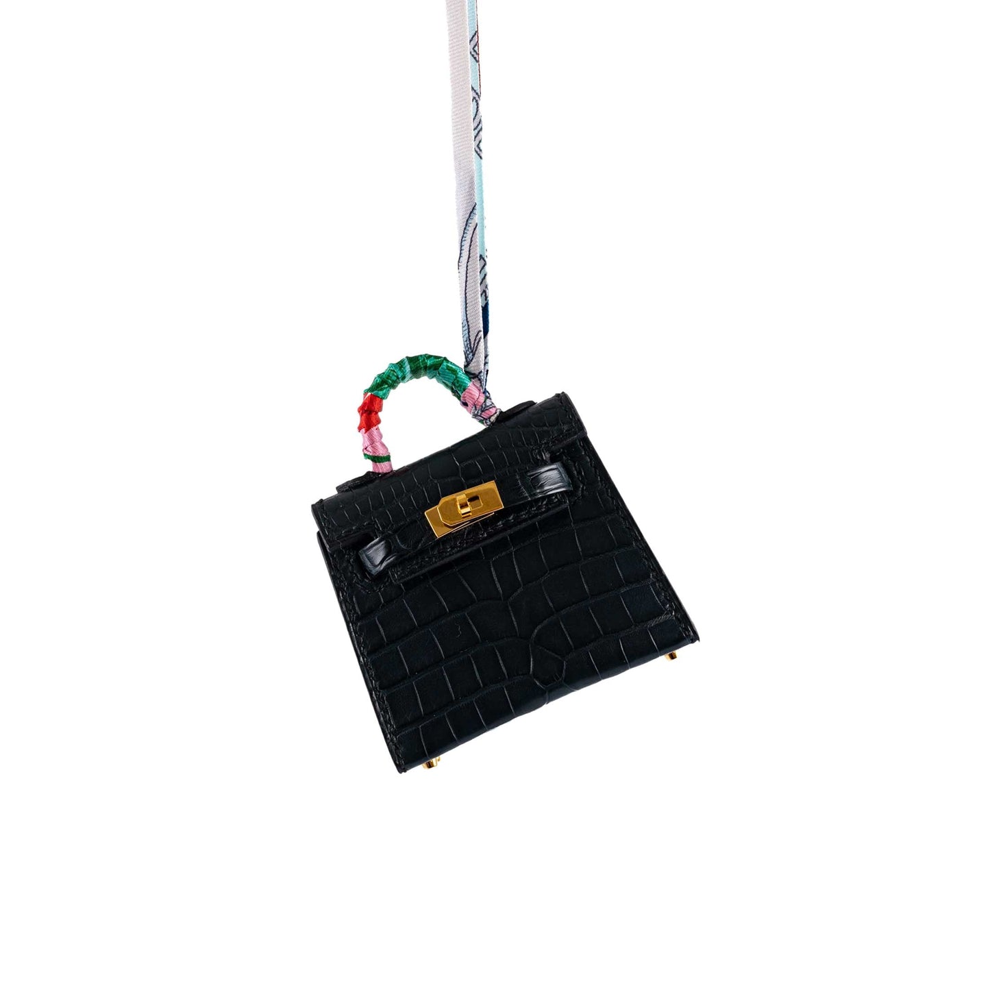 Hermes Micro Kelly Twilly Charm Vert Cyprès Matte Croc Gold Hardware