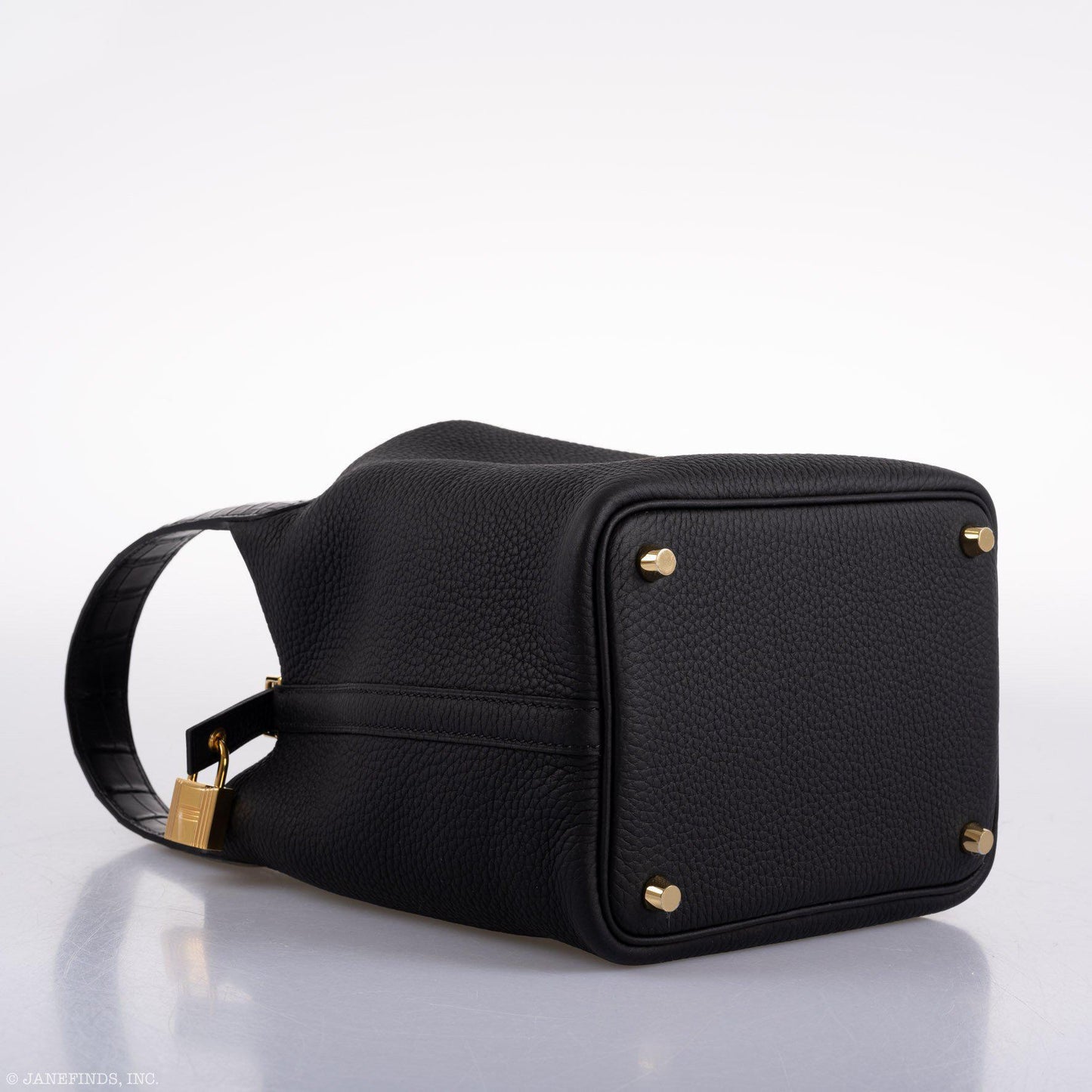 Hermes Picotin Lock Touch 18 PM Black Taurillon Clemence & Matte Alligator Gold Hardware
