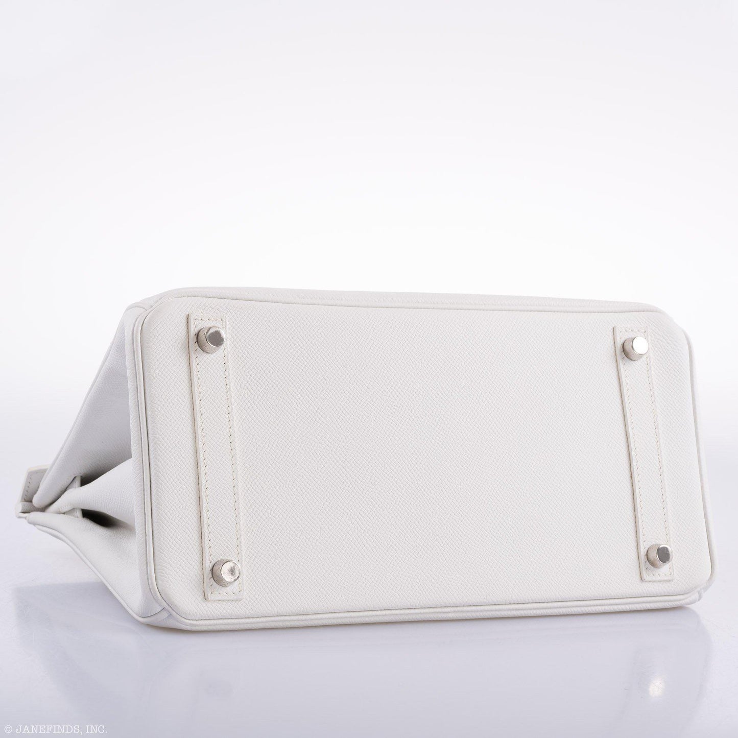Vintage Hermes Birkin 30 White Epsom with Custom Feather Panel & Palladium Hardware
