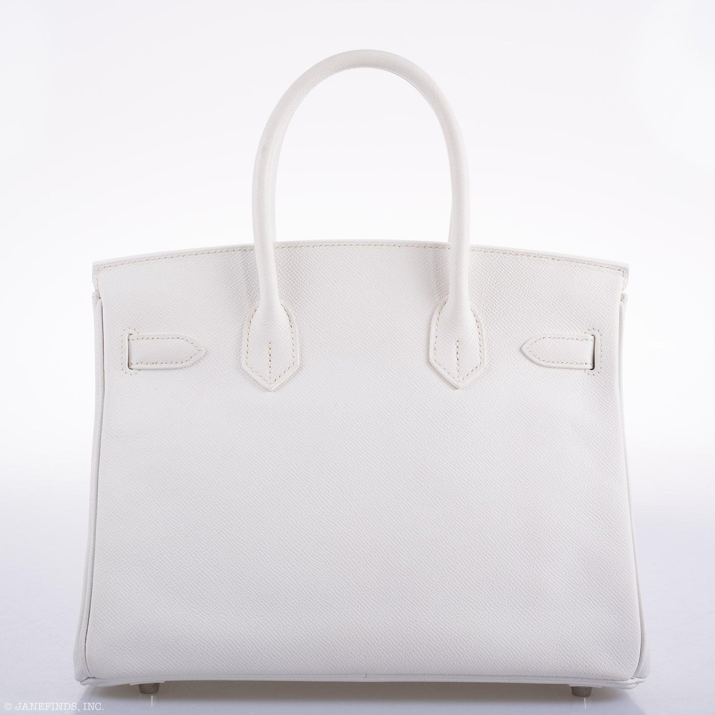 Vintage Hermes Birkin 30 White Epsom with Custom Feather Panel & Palladium Hardware