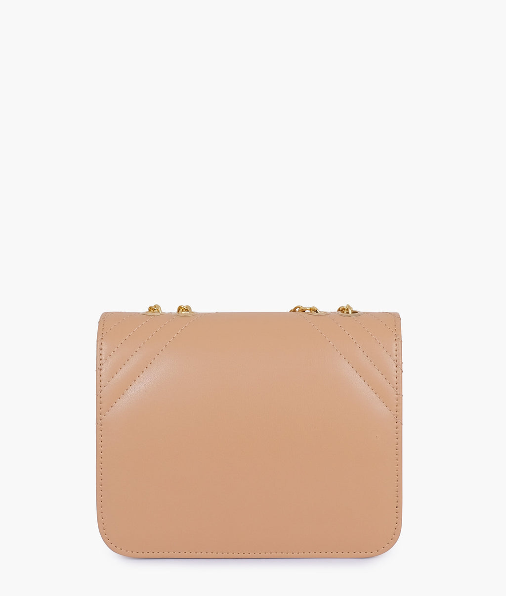 Marella Beige houndstooth chain cross-body bag