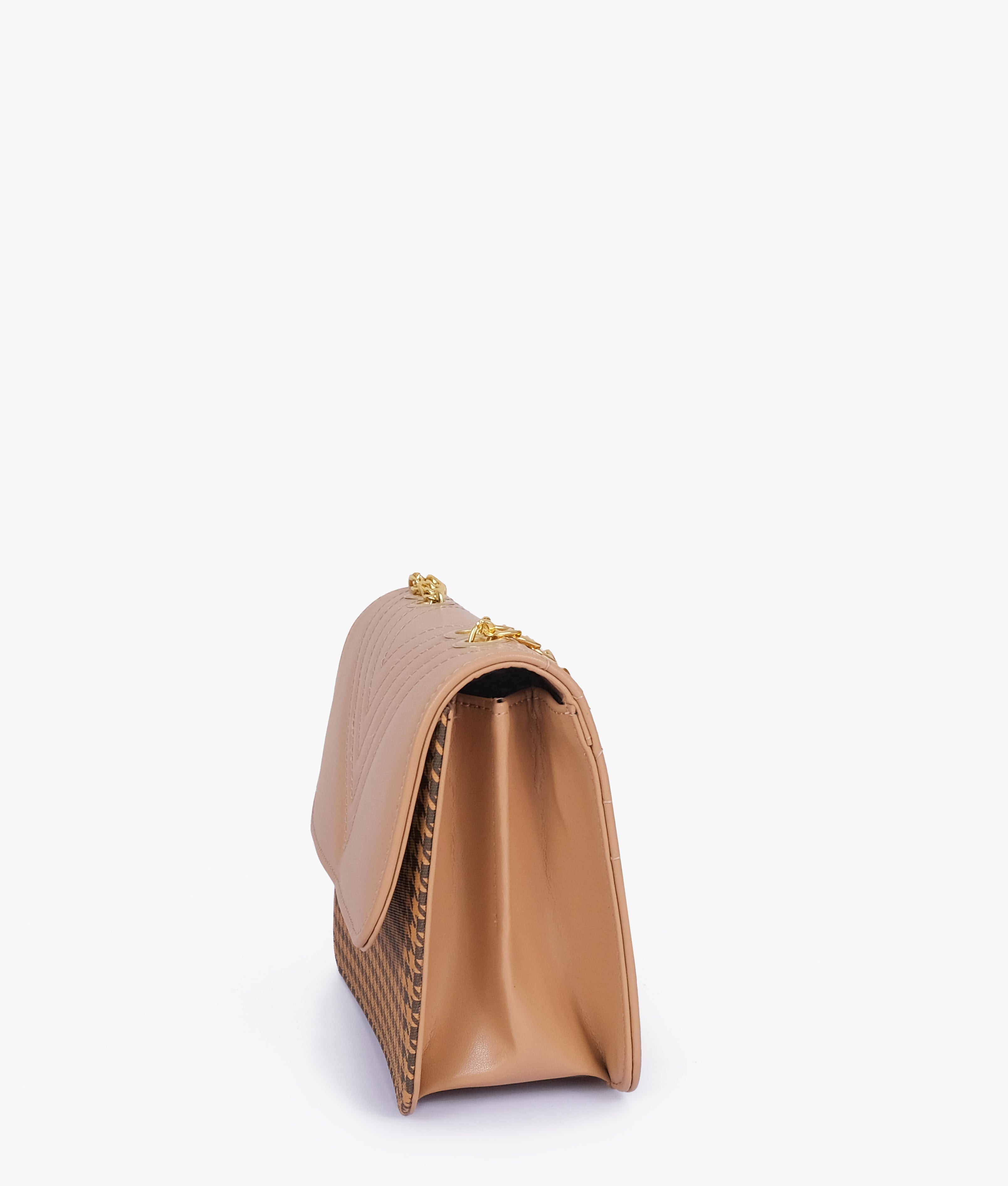 Marella Beige houndstooth chain cross-body bag