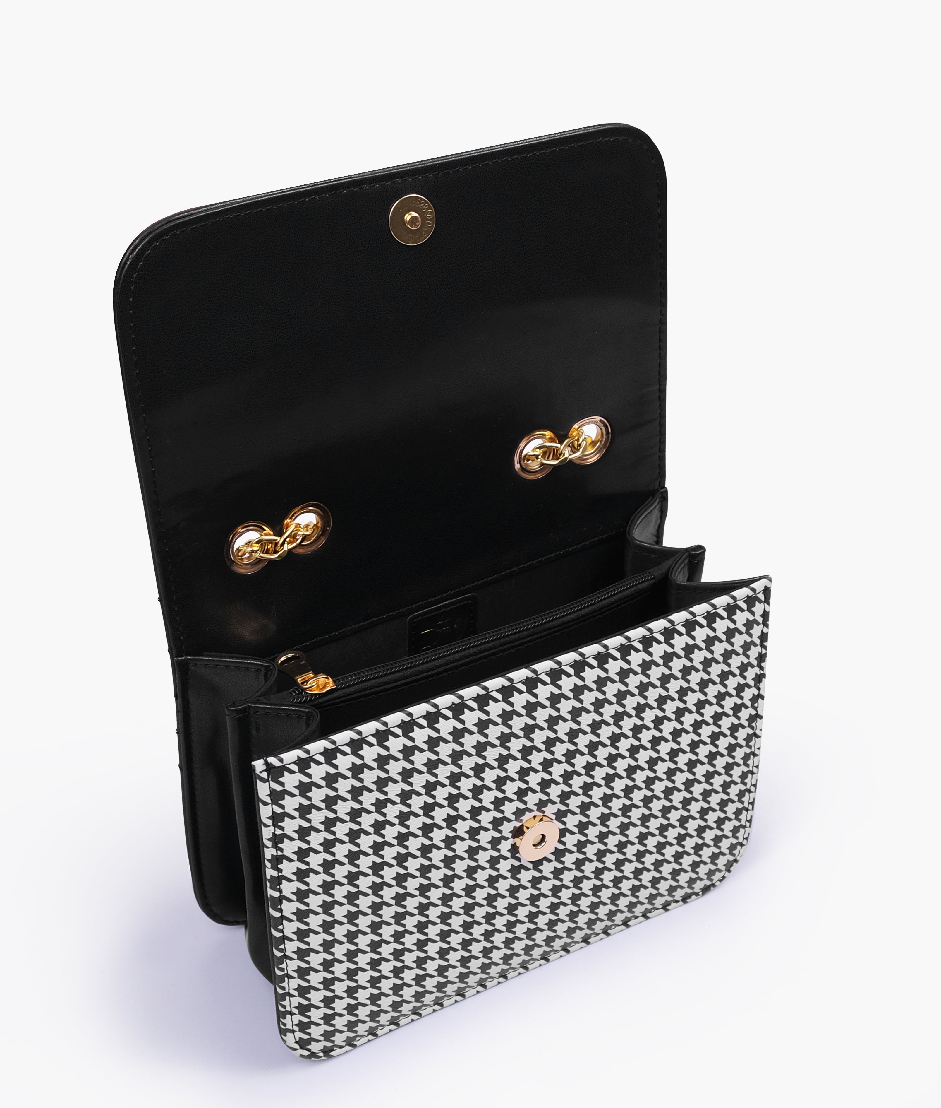 Marella Black houndstooth chain cross-body bag