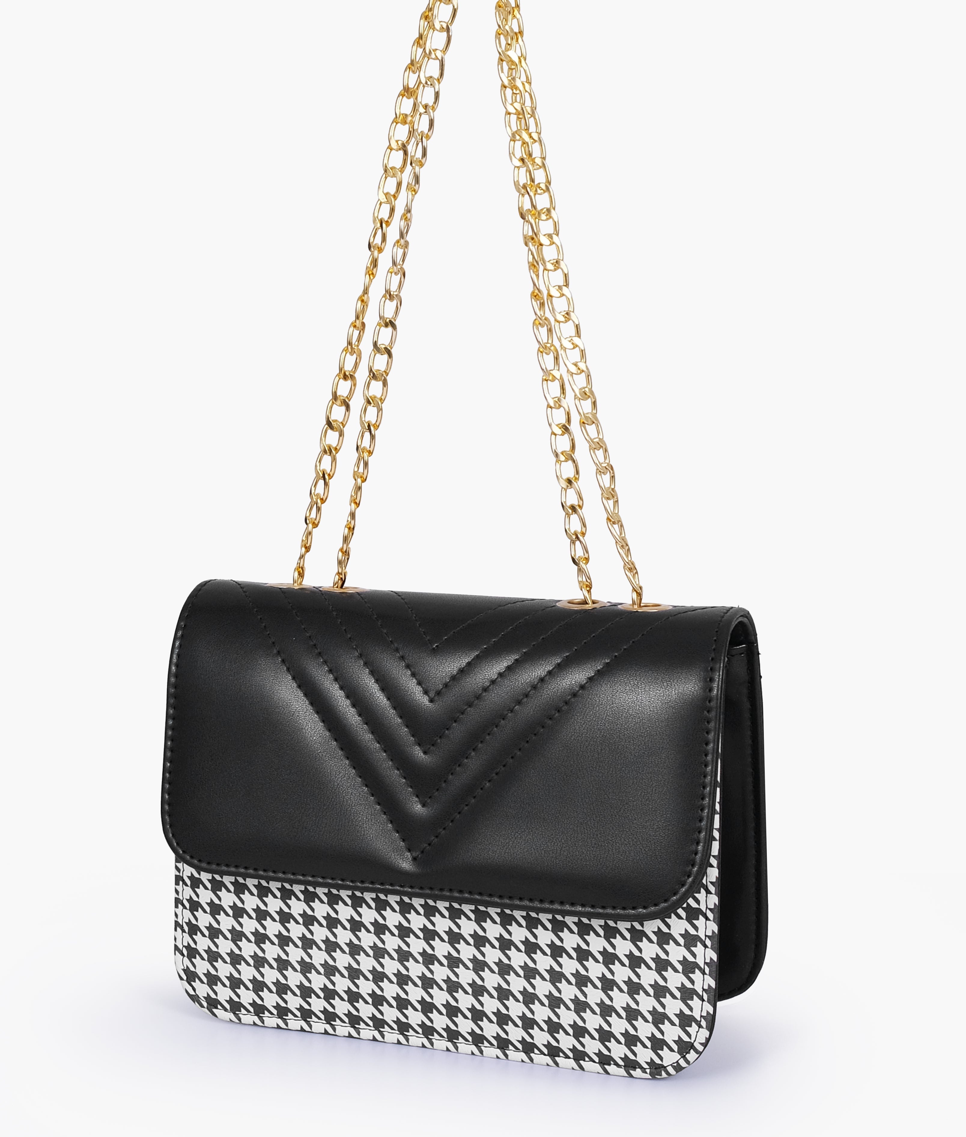 Marella Black houndstooth chain cross-body bag