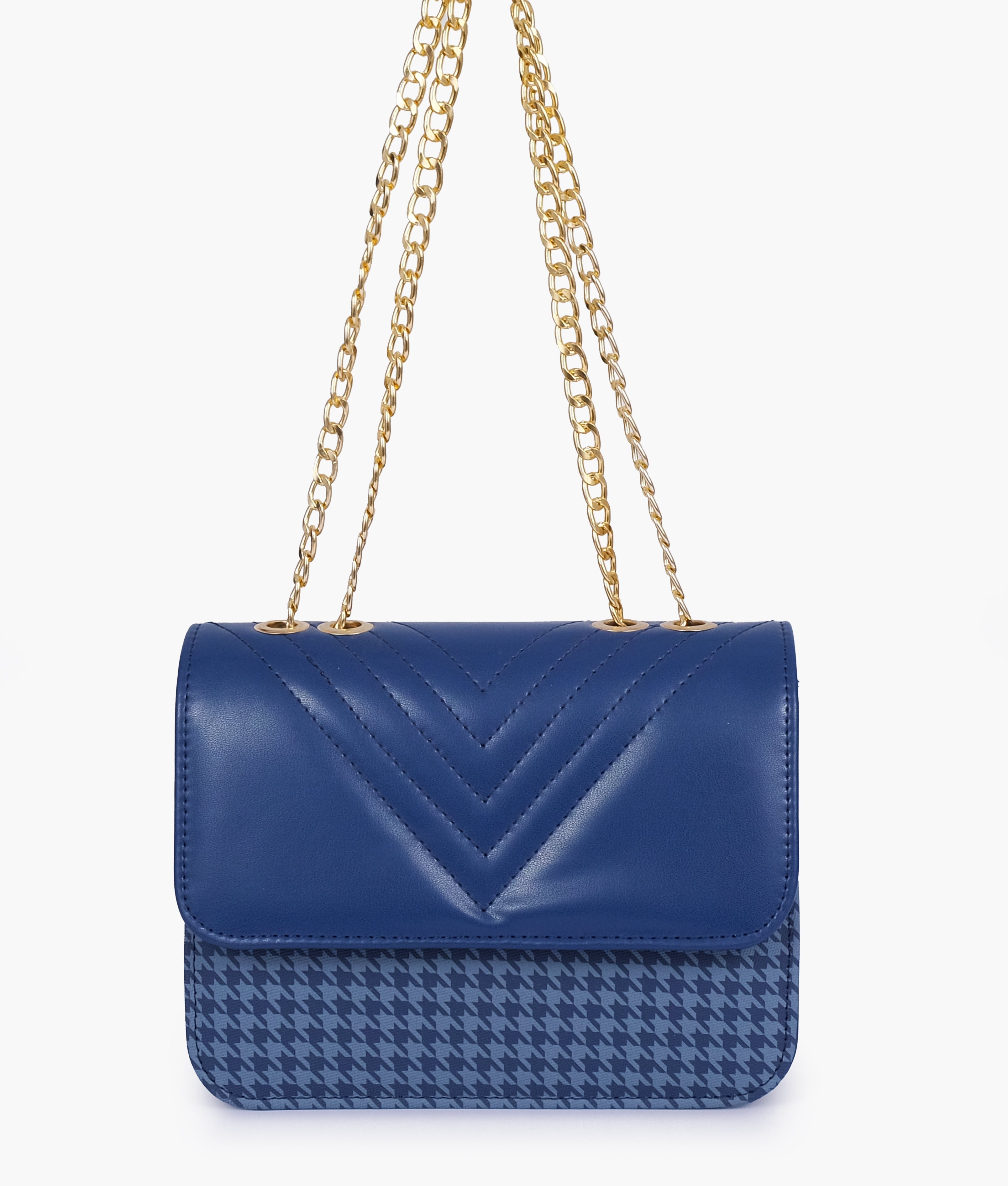 Marella Blue houndstooth chain cross-body bag