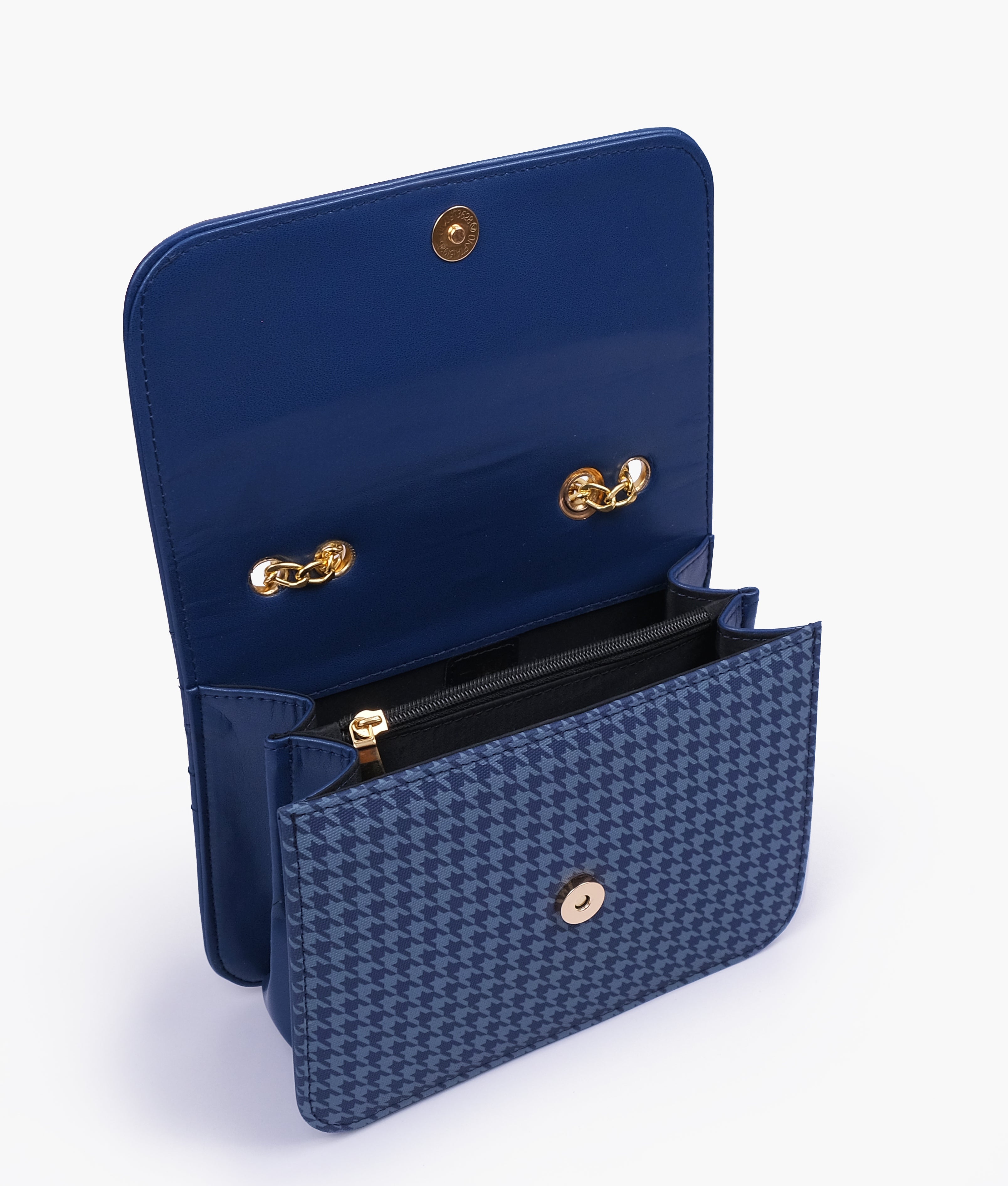 Marella Blue houndstooth chain cross-body bag