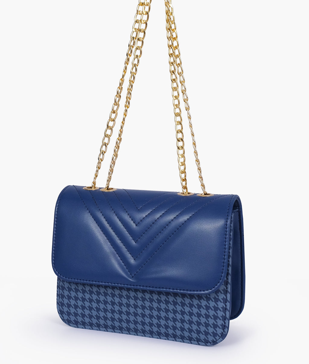 Marella Blue houndstooth chain cross-body bag