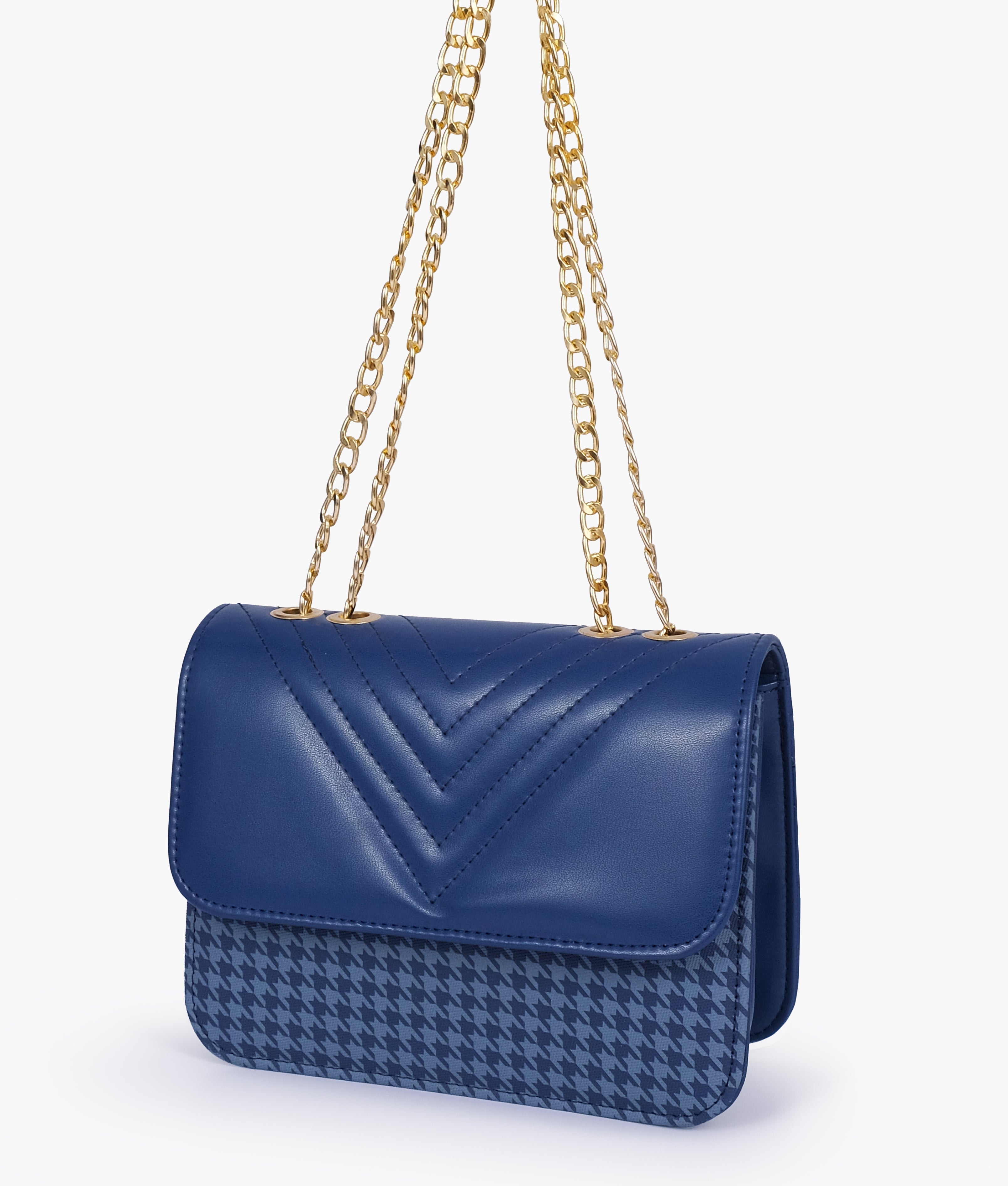 Marella Blue houndstooth chain cross-body bag