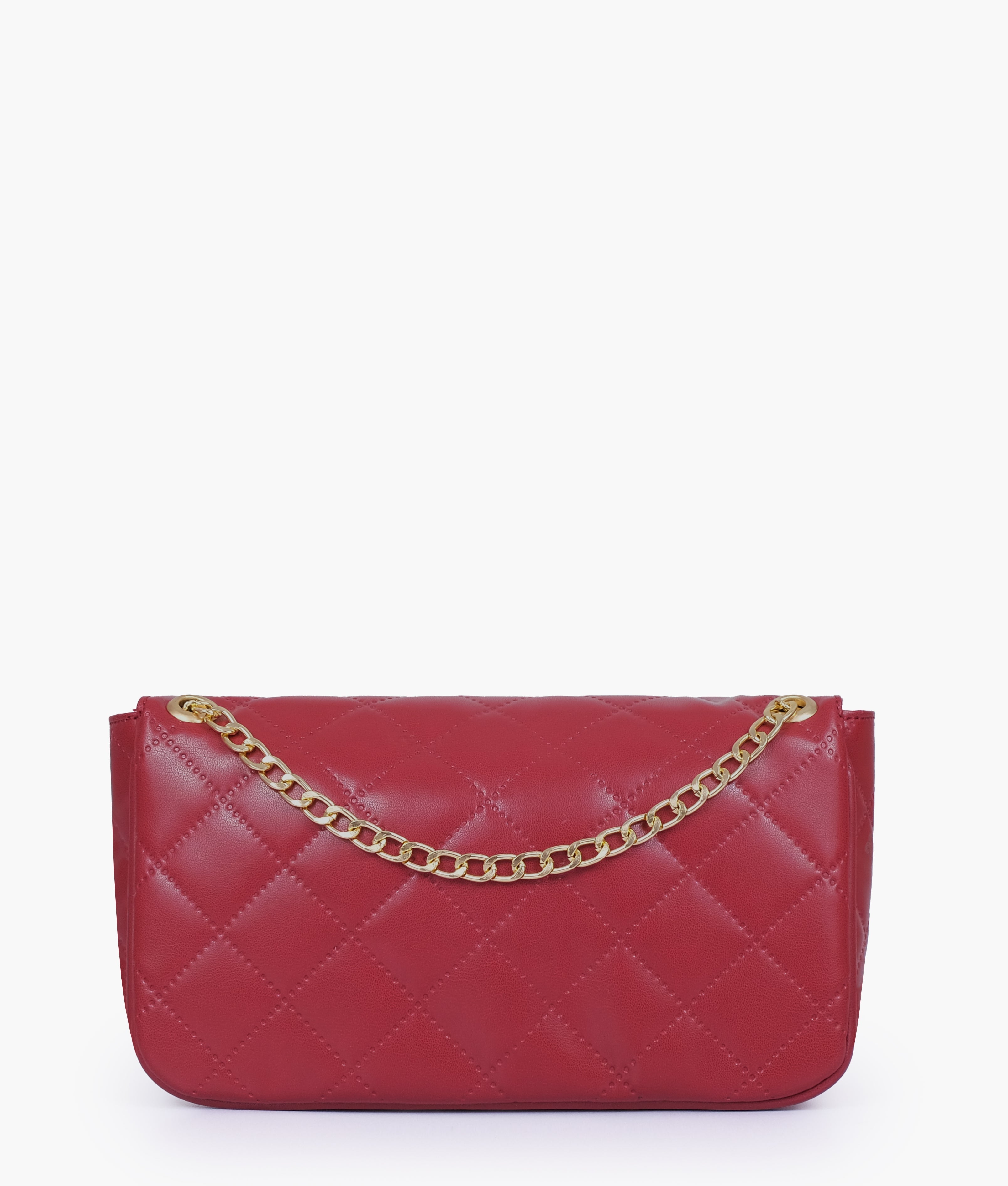 Marella Maroon quilted small shoulder bag with chain