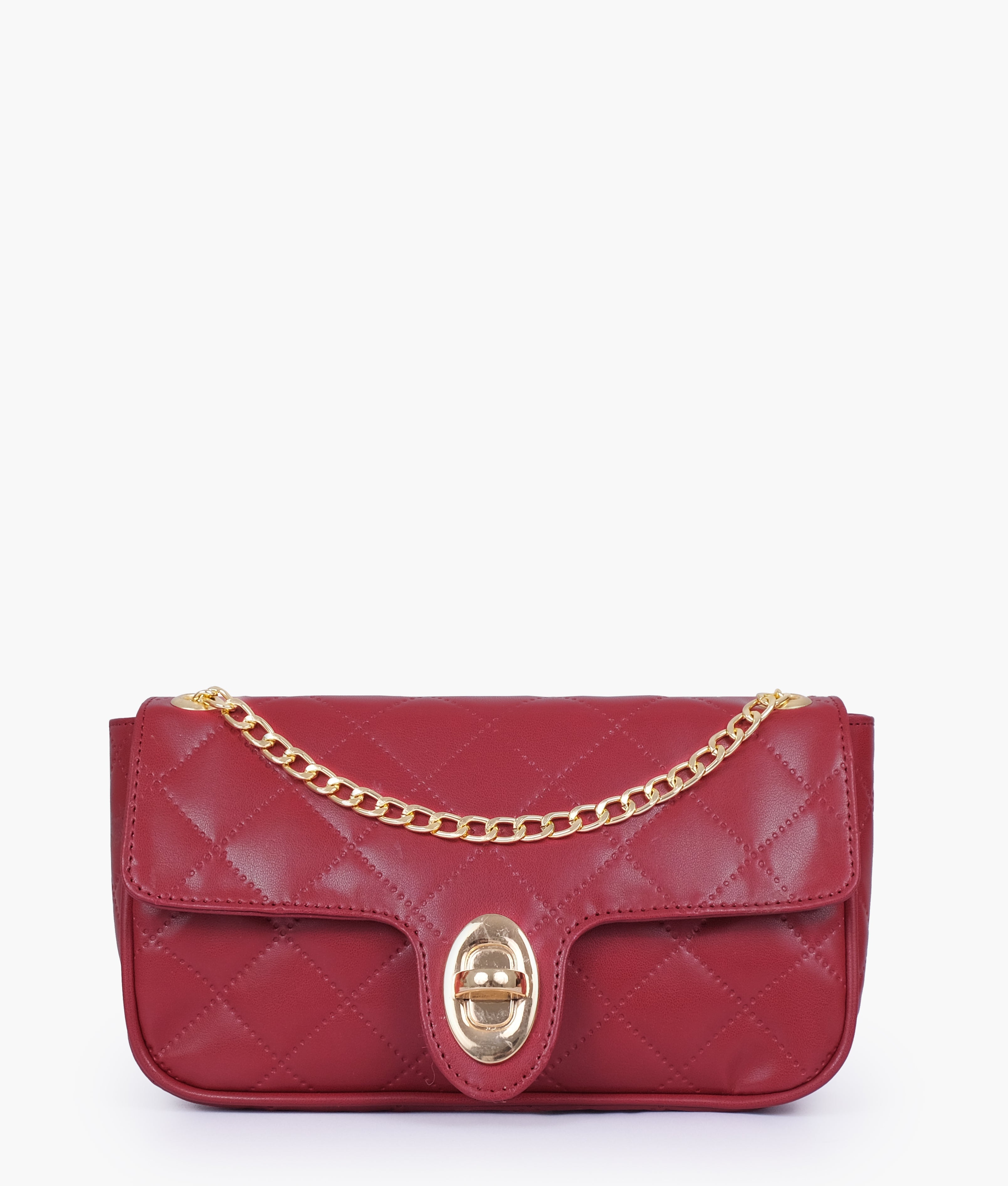 Marella Maroon quilted small shoulder bag with chain