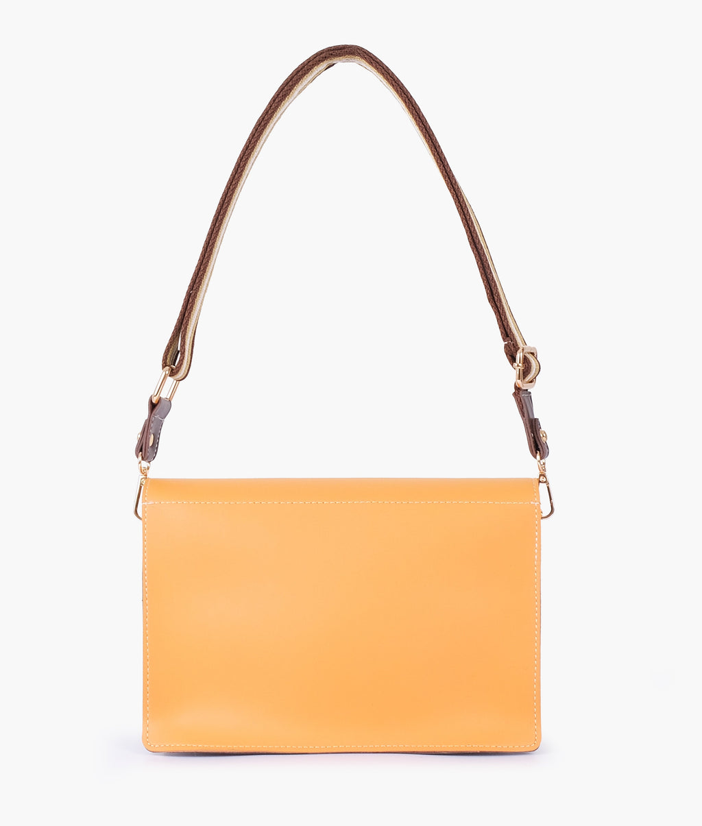 Marella Mustard half flap cross-body bag
