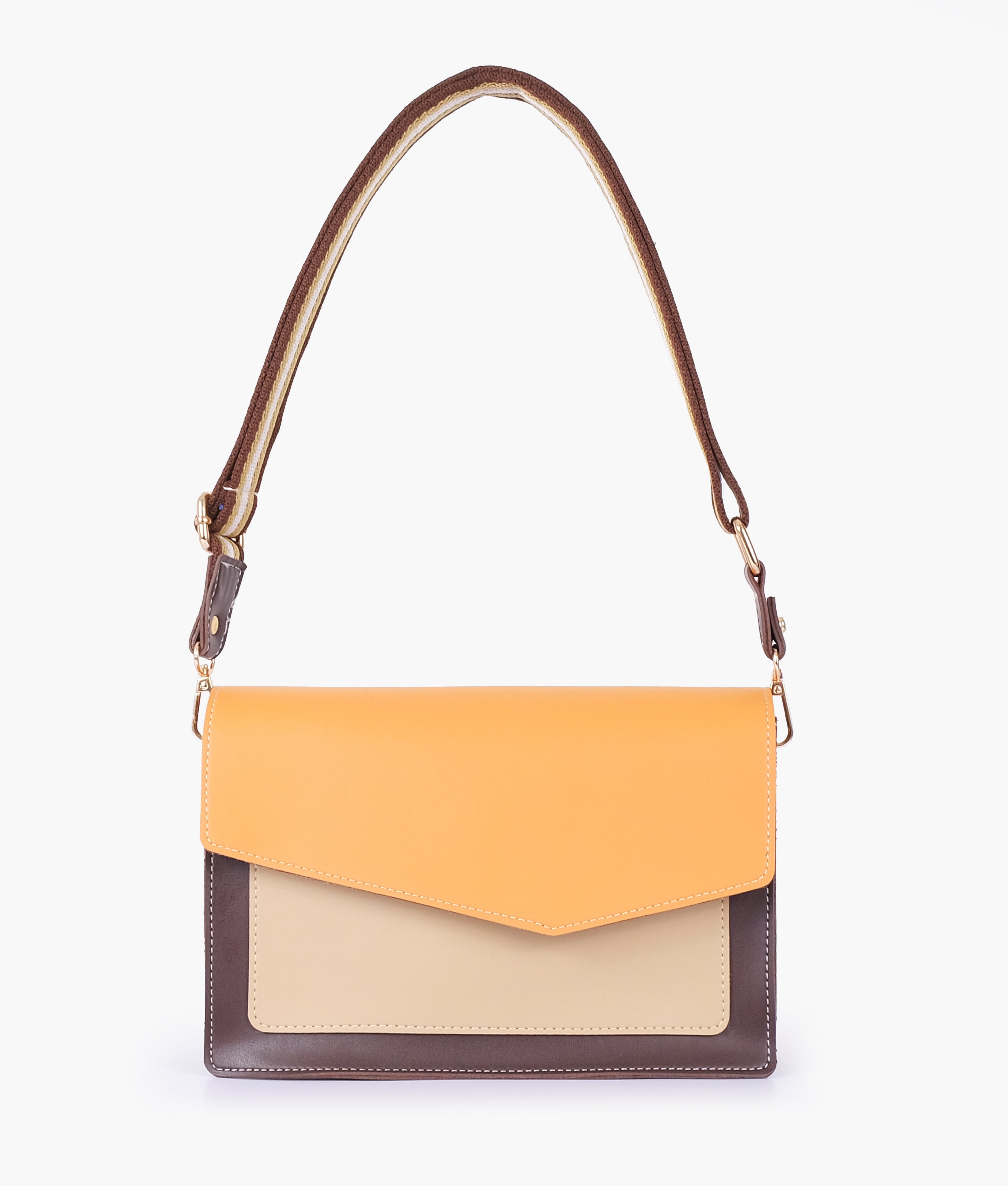 Marella Mustard half flap cross-body bag