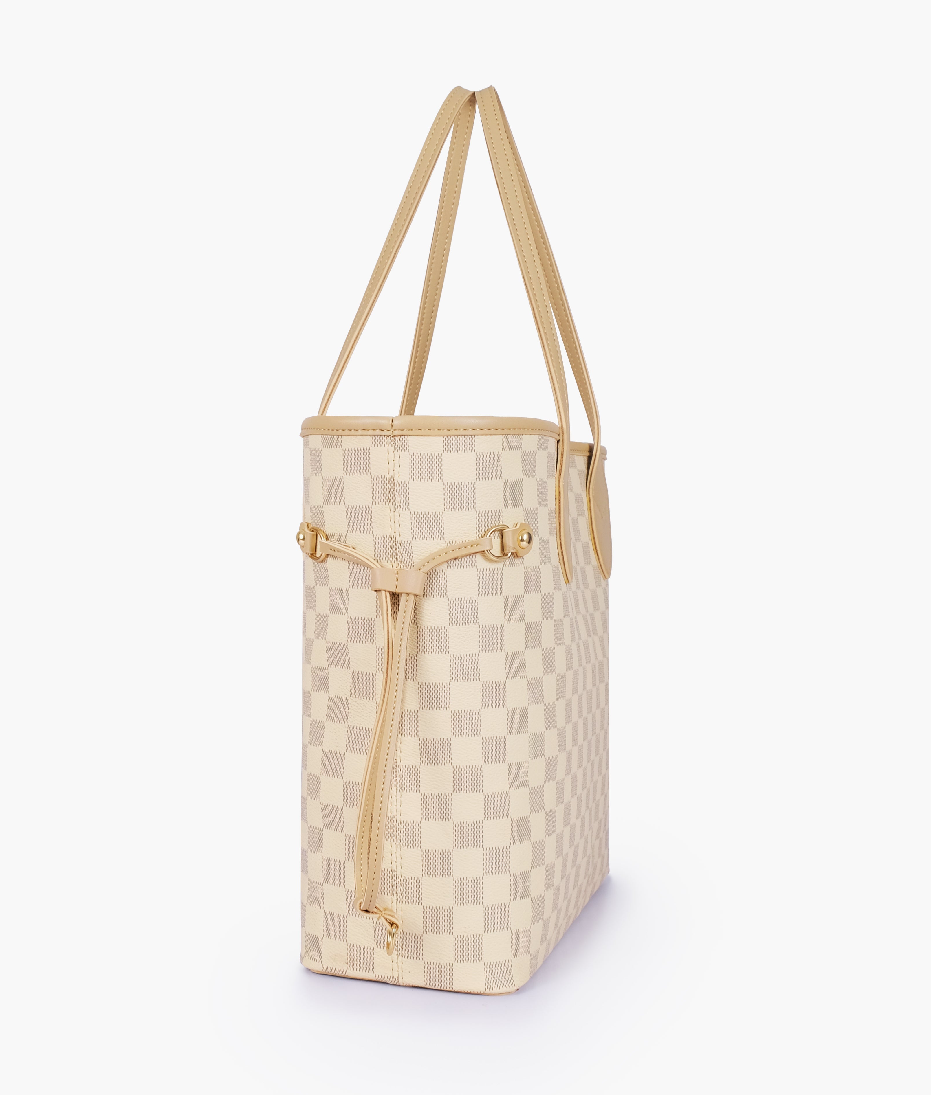 Marella Off-white checkered neverfull tote bag