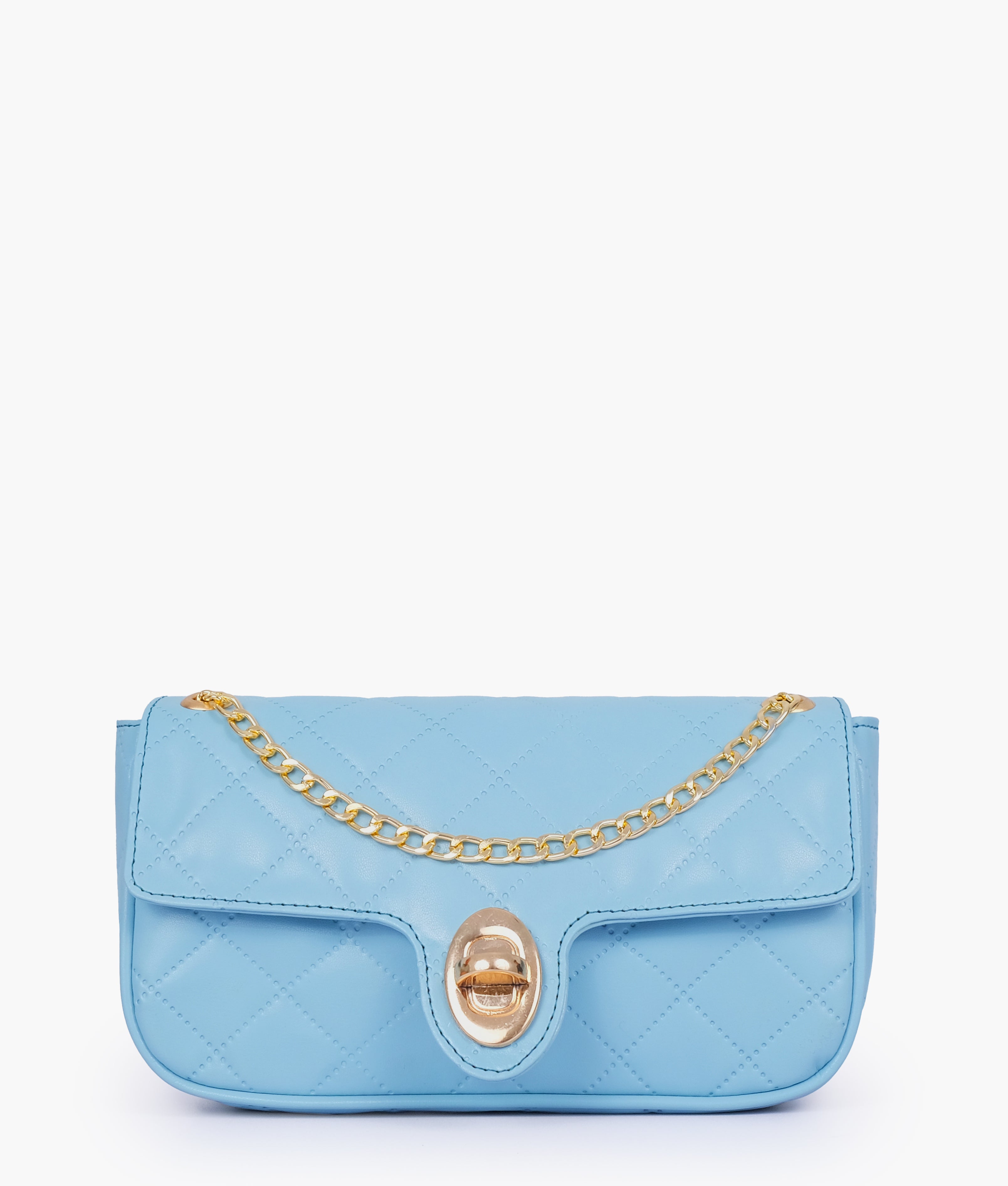 Marella Sky blue quilted small shoulder bag with chain
