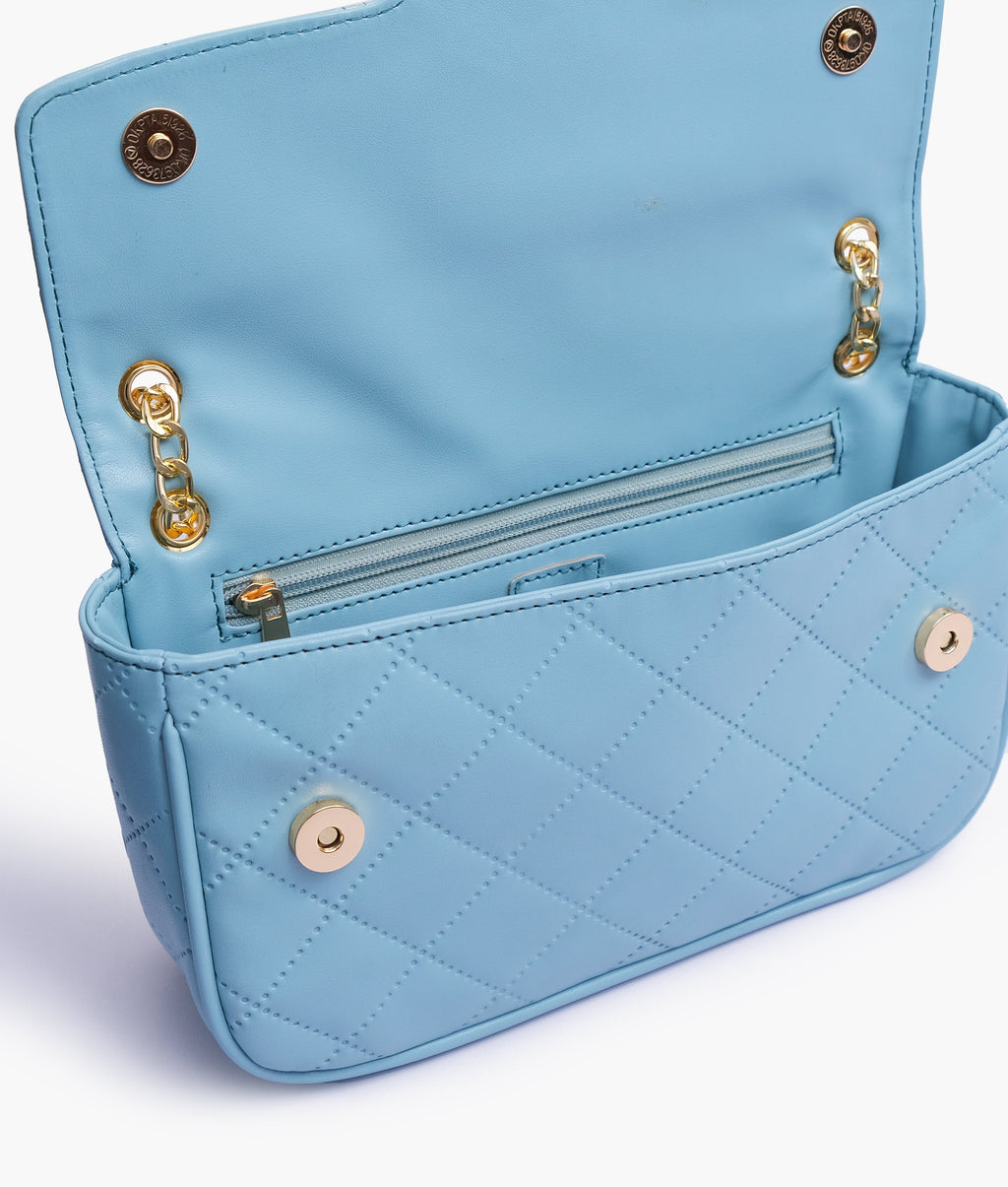 Marella Sky blue quilted small shoulder bag with chain