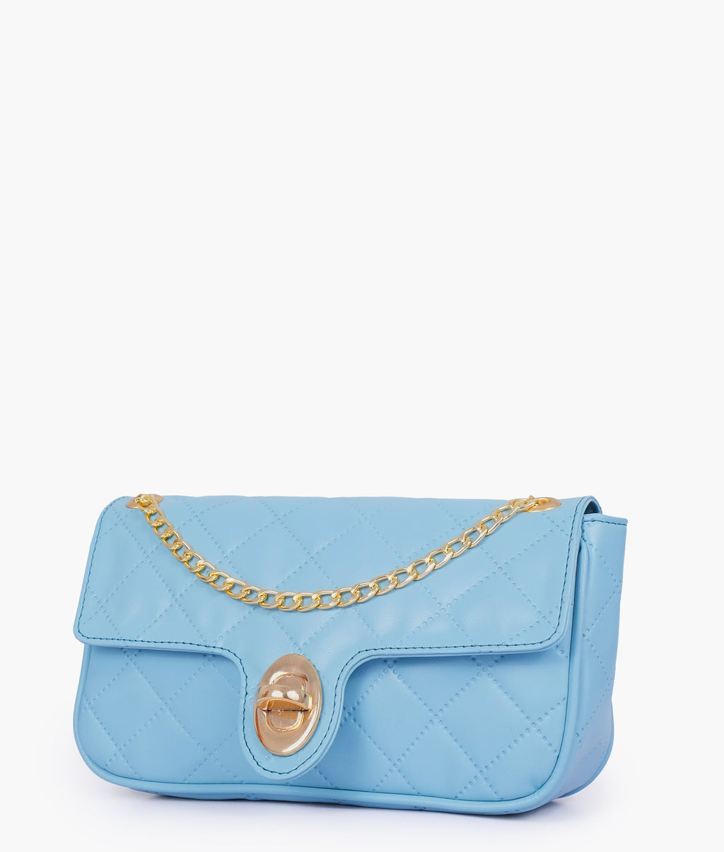 Marella Sky blue quilted small shoulder bag with chain