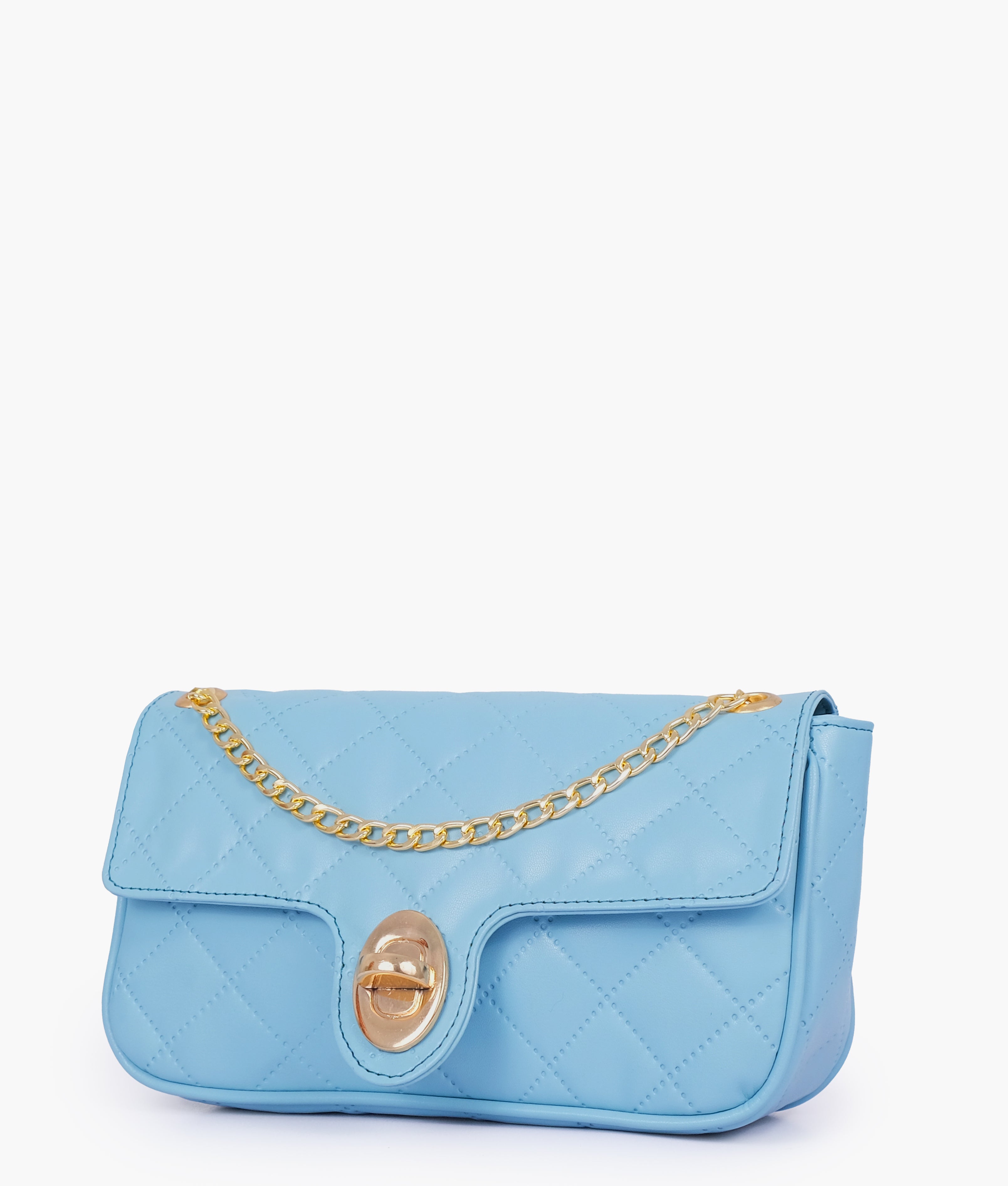 Marella Sky blue quilted small shoulder bag with chain